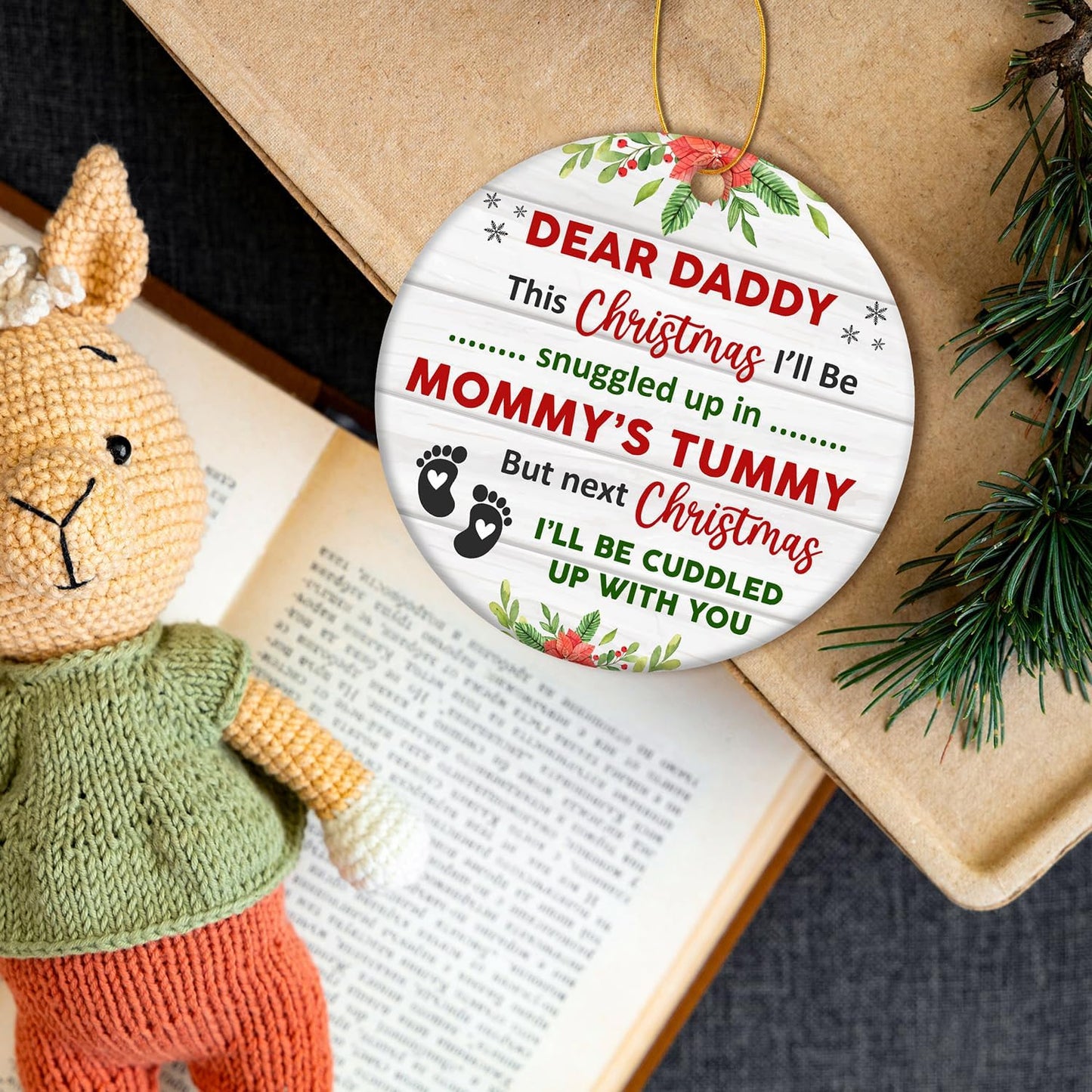 HEXMOZ First Time Dad Gifts - New Dad Gifts - Bumps First Christmas Ornament - Pregnancy Announcement for Husband, Daddy to Be, Soon to Be, 1st Time Daddy Gift - Expecting Baby on The Way