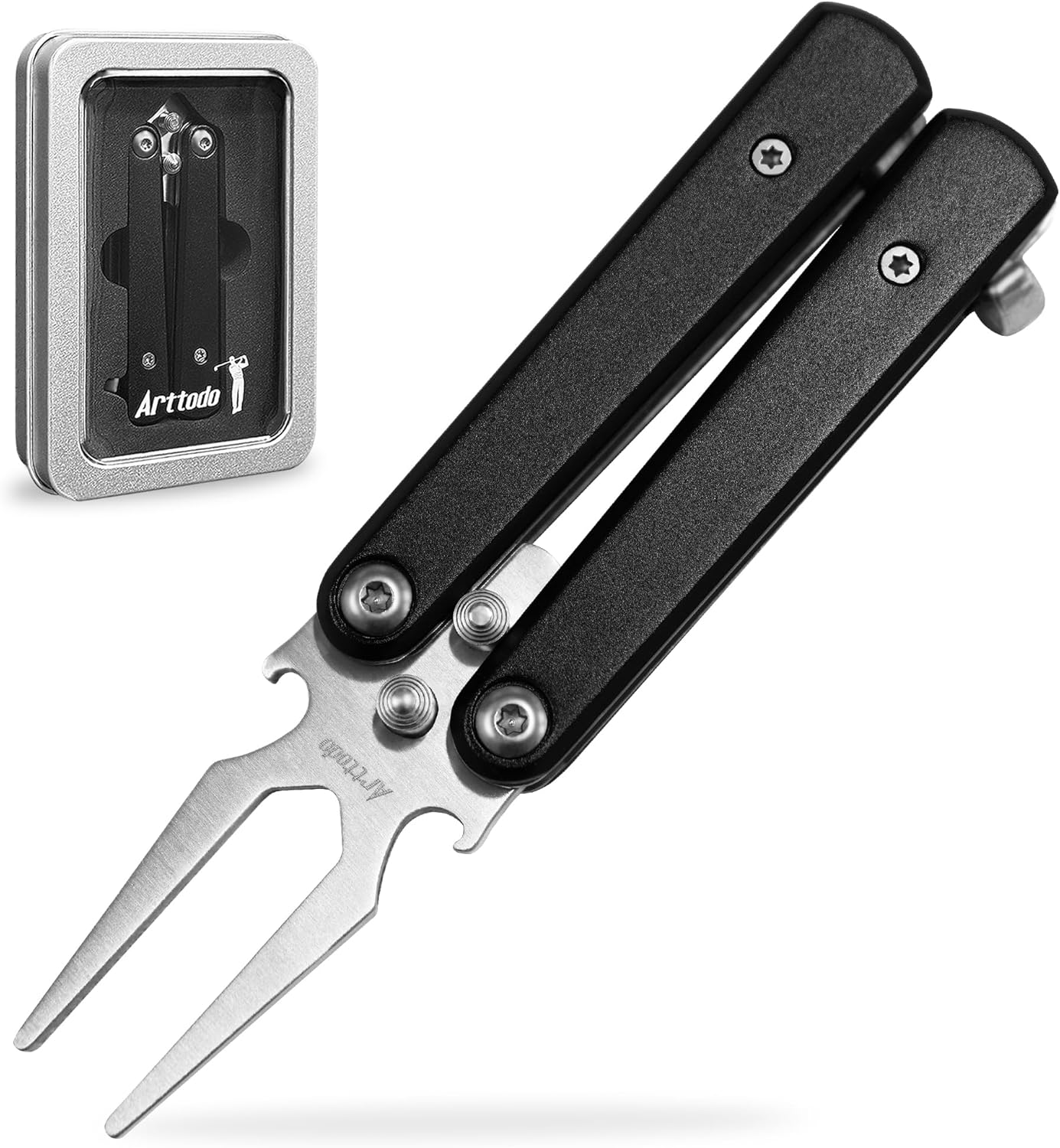 Golf Divot Repair Tool, Stainless Steel Foldable Divot Tool & Golf Divot Tool with Bottle Opener, Golf Accessories for Men and Women