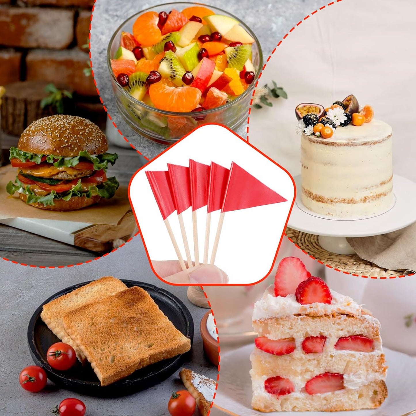 100 Pcs Golf Cupcake Toppers Golf Flag Toothpicks Solid Red Toothpick Flags Small Mini Plain Triangle Cupcake Toppers Flags Fruit Cheese Markers For Wedding Party Buffet Appetizers Diy Decoration