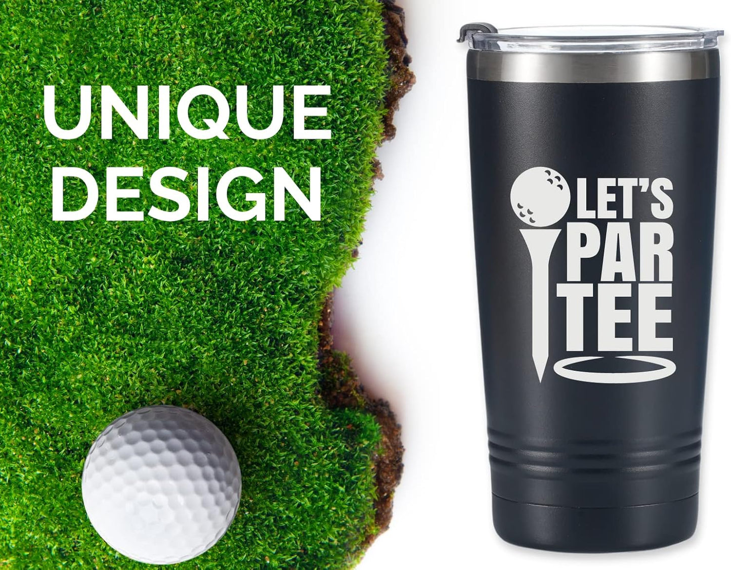Onebttl Golf Gifts for Men - Funny 20oz Tumbler, Dad & Fathers Day Gift - Black - Let's Partee