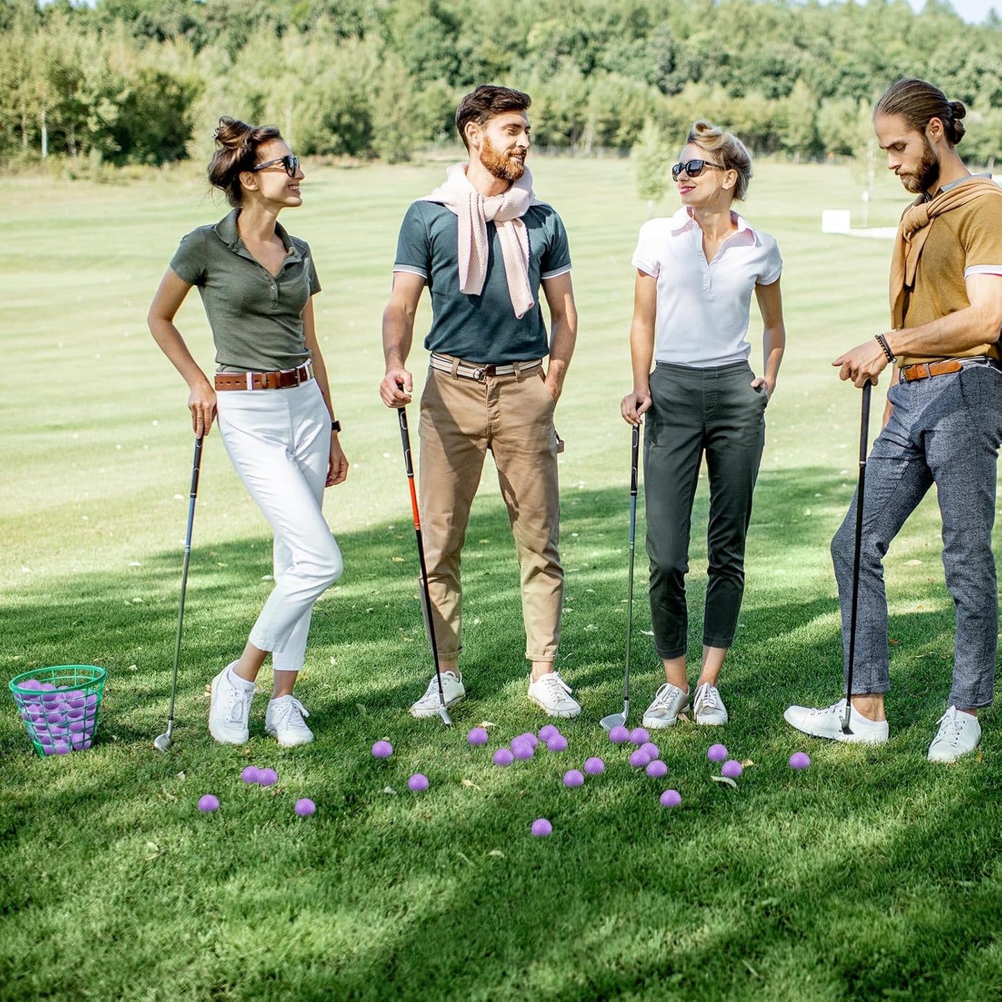 Junkin 80 Pcs Foam Golf Balls Rubber Practice Balls Realistic Feel and Flight Sport Training for Indoor or Outdoor Backyard Golf Training