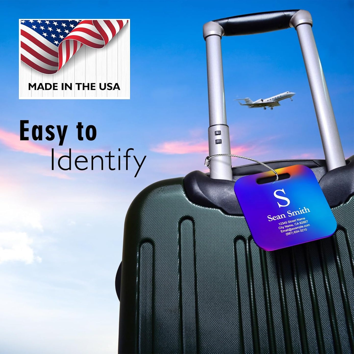 Luggage Tags for Suitcase - Personalized Engraved Stainless Steel Rainbows Tag for Cruise Travel - Custom Name Tags Suitable for Bags and Backpacks