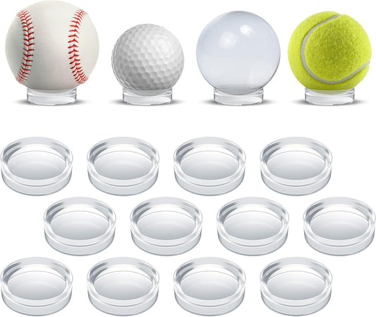 Houseables Baseball Holder, Baseball Stand, Ball Holder, Ball Stand, Acrylic Sphere Display, Egg Display, for Crystal, Rock, Marble, Golf, Softball, Round, Plastic Ring,12 Pack, Clear, 1.75" x 0.6"