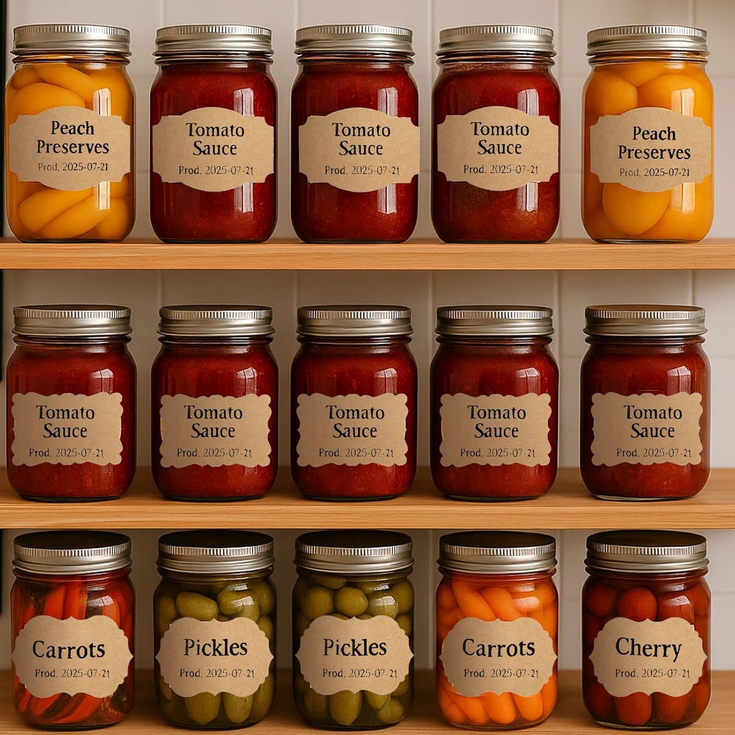 SallyFashion 200pc Kraft Label Stickers, Writable Gift Tag Stickers, 3x2 Inch Canning Labels for Mason Jars, All-Purpose Self-Adhesive Handmad for Bottles, Canning Supplies, Presents