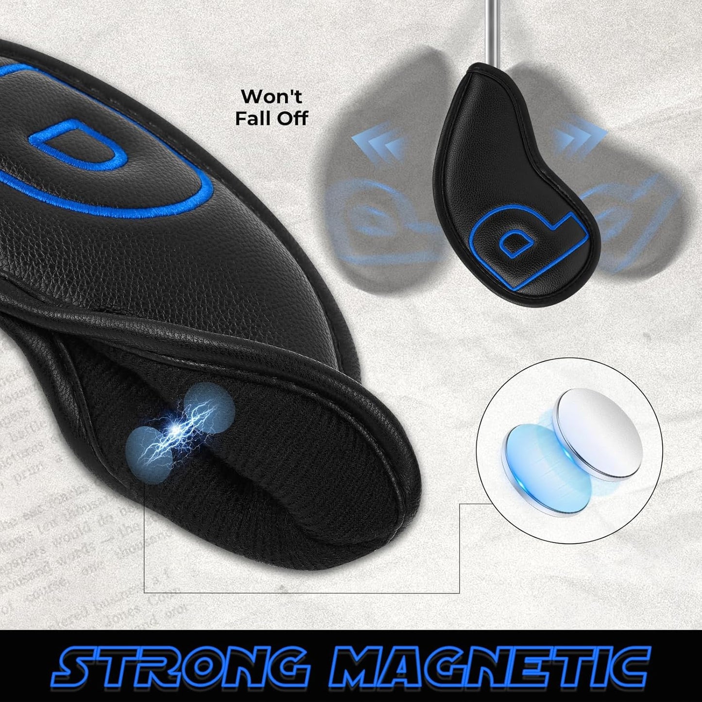 Craftsman Golf 10pcs Red No. on Both Sides Magnetic Closure Classic Black Leather Iron Headcover Covers Set Travel Cases Protector Available Custom with Name