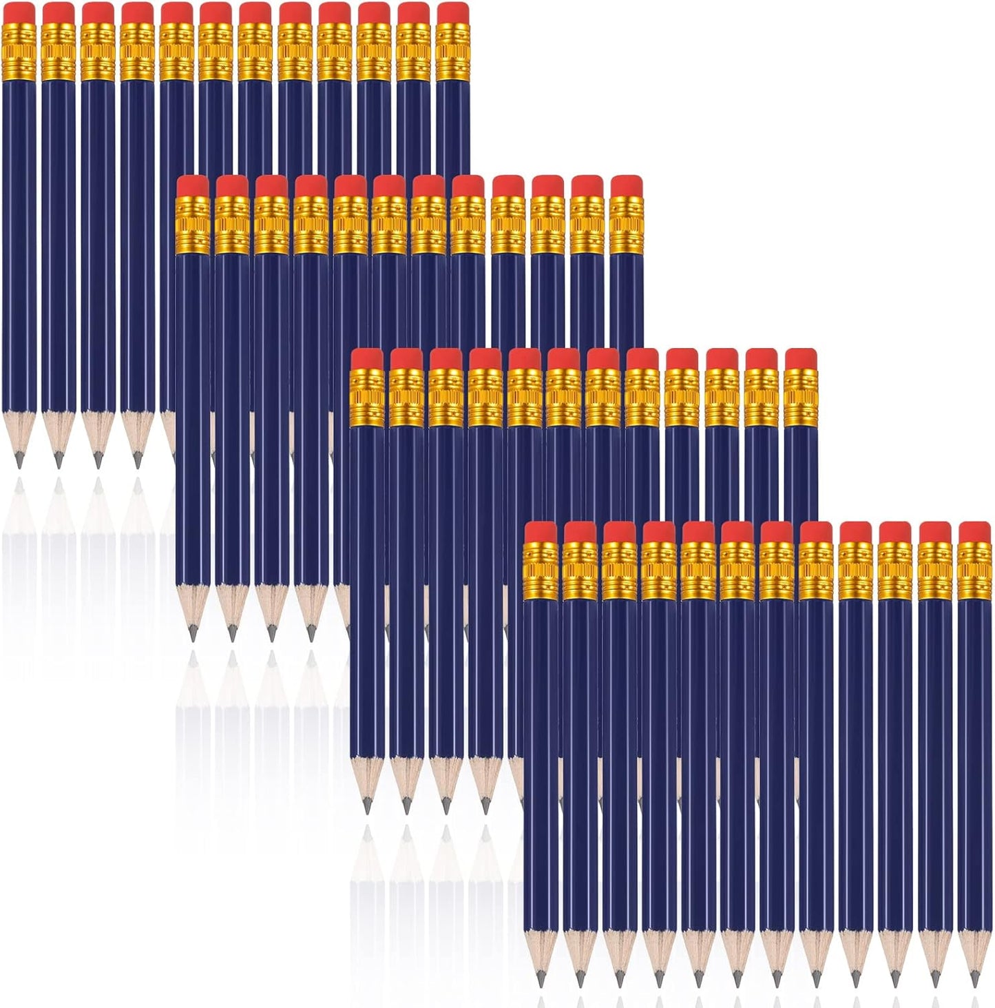 Zonon 48 Pieces Golf Pencils Mini Half Pencils with Eraser Short with Erasers Bulk Small for Kids HB Wedding Bridal School Office Writing Drawing Pocket(Navy Blue)
