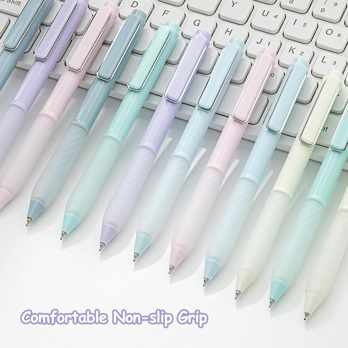 Gel Pens Black Ink Fine Point 0.5mm Retractable Cute Pen for Smooth Writing School Office Supplies (Silver 12-count)