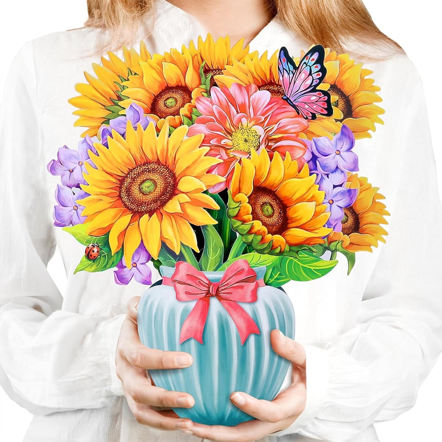 Airpark Pop Up Flower Card, 3D Greeting Card – Sunflower Bouquet – For Friend or Family – Cheer Up, Get Well, Birthday Surprise