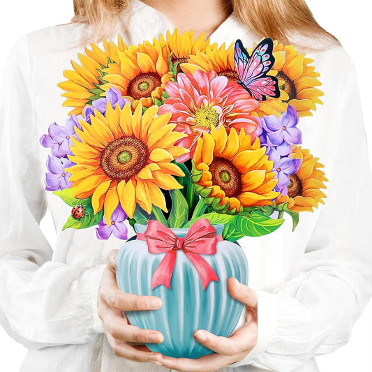 Airpark Pop Up Flower Card, 3D Greeting Card – Sunflower Bouquet – For Friend or Family – Cheer Up, Get Well, Birthday Surprise