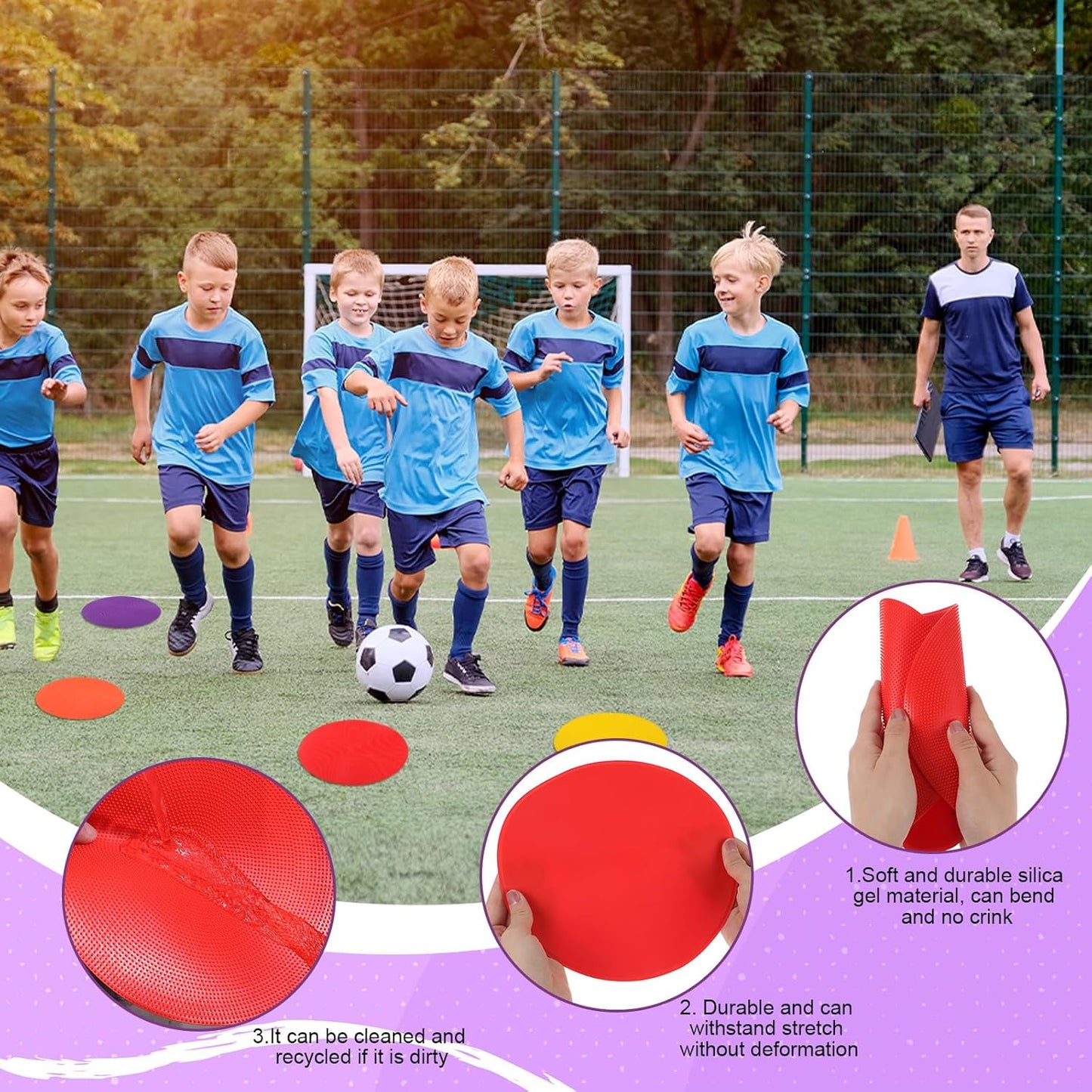 12 Pcs Spot Markers Flat Field Cones,Non Slip Spot Floor Dots for Soccer Basketball Baseball Sports Speed Agility Training (9 inch)