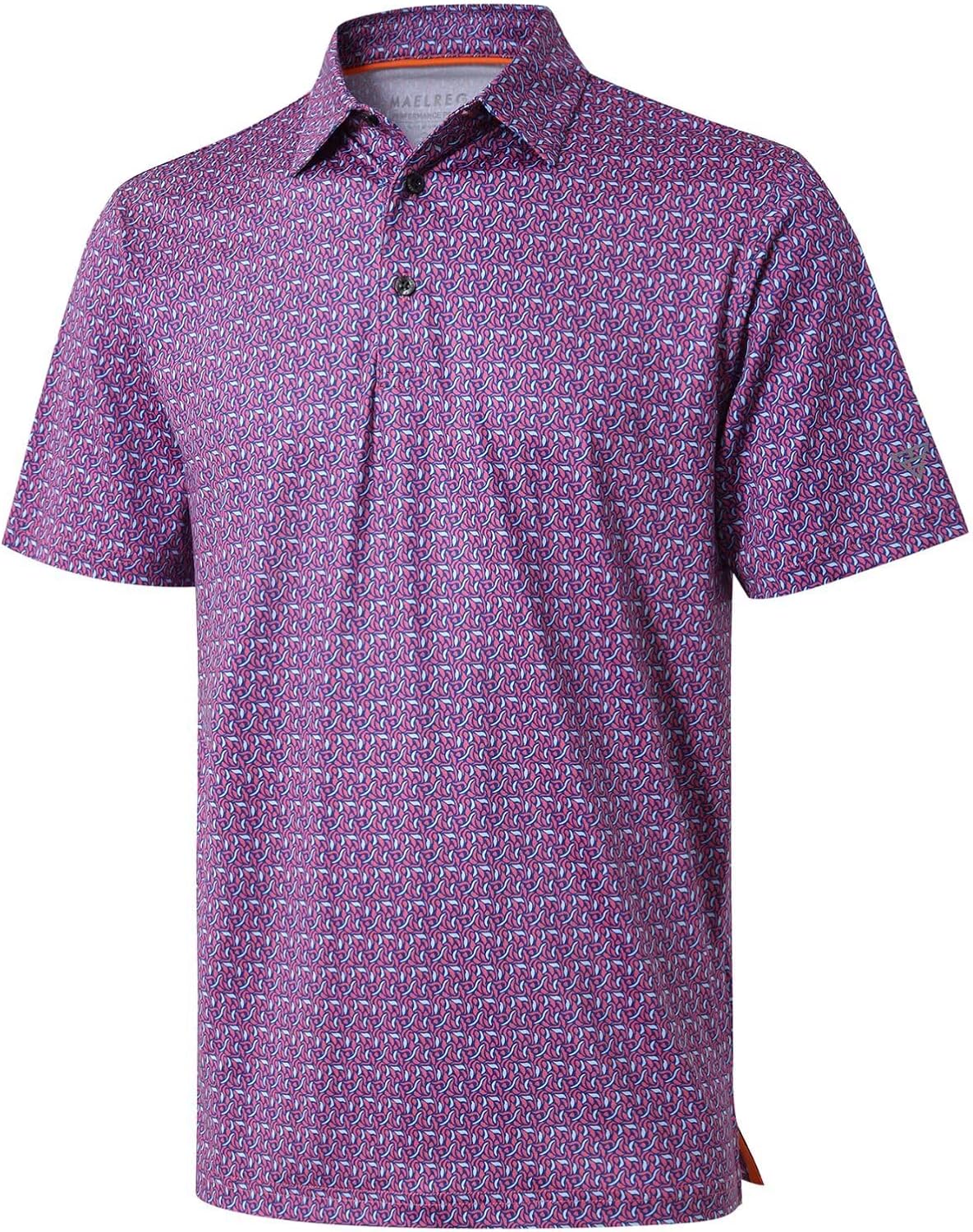 Golf Shirts for Men Dry Fit Short Sleeve Print Performance Moisture Wicking Polo Shirt