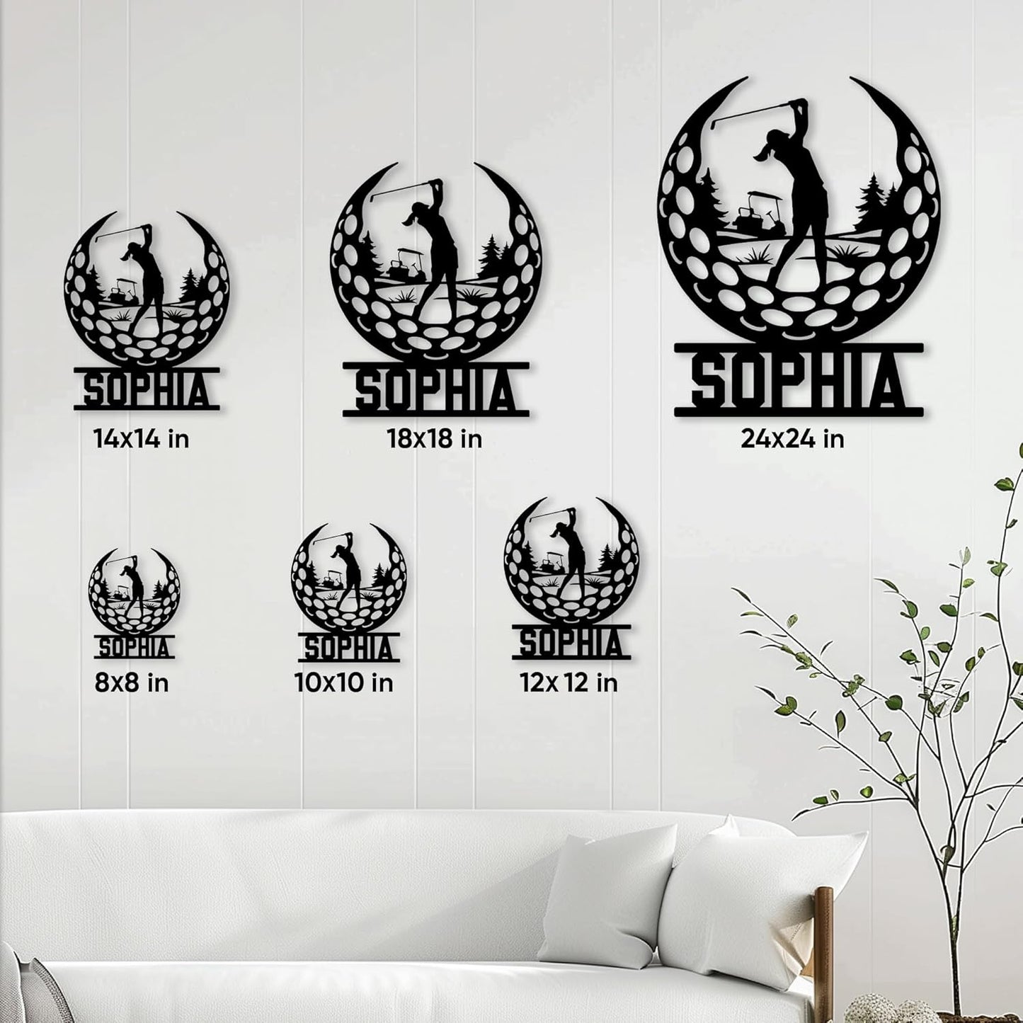 Personalized Female Golf Metal Sign – Custom Lady Golfer Name Wall, Fence, Yard, Porch, Patio, Home, or Office Decor – Gift for Mom, Wife, Girlfriend, Daughter, or Golf Lover on Birthday or Holiday