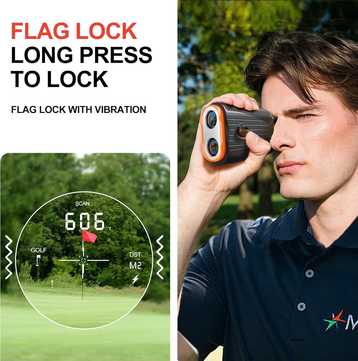 Golf Rangefinder with Slope, 1200 Yards Laser Range Finder for Golfer, 7X Magnification Range Finder Rechargeable Golf Accessories for Men, Flag Pole Locking Vibration