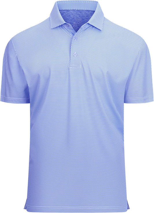 Alex Vando Mens Golf Shirt Moisture Wicking Classic Print Golf Shirts for Men