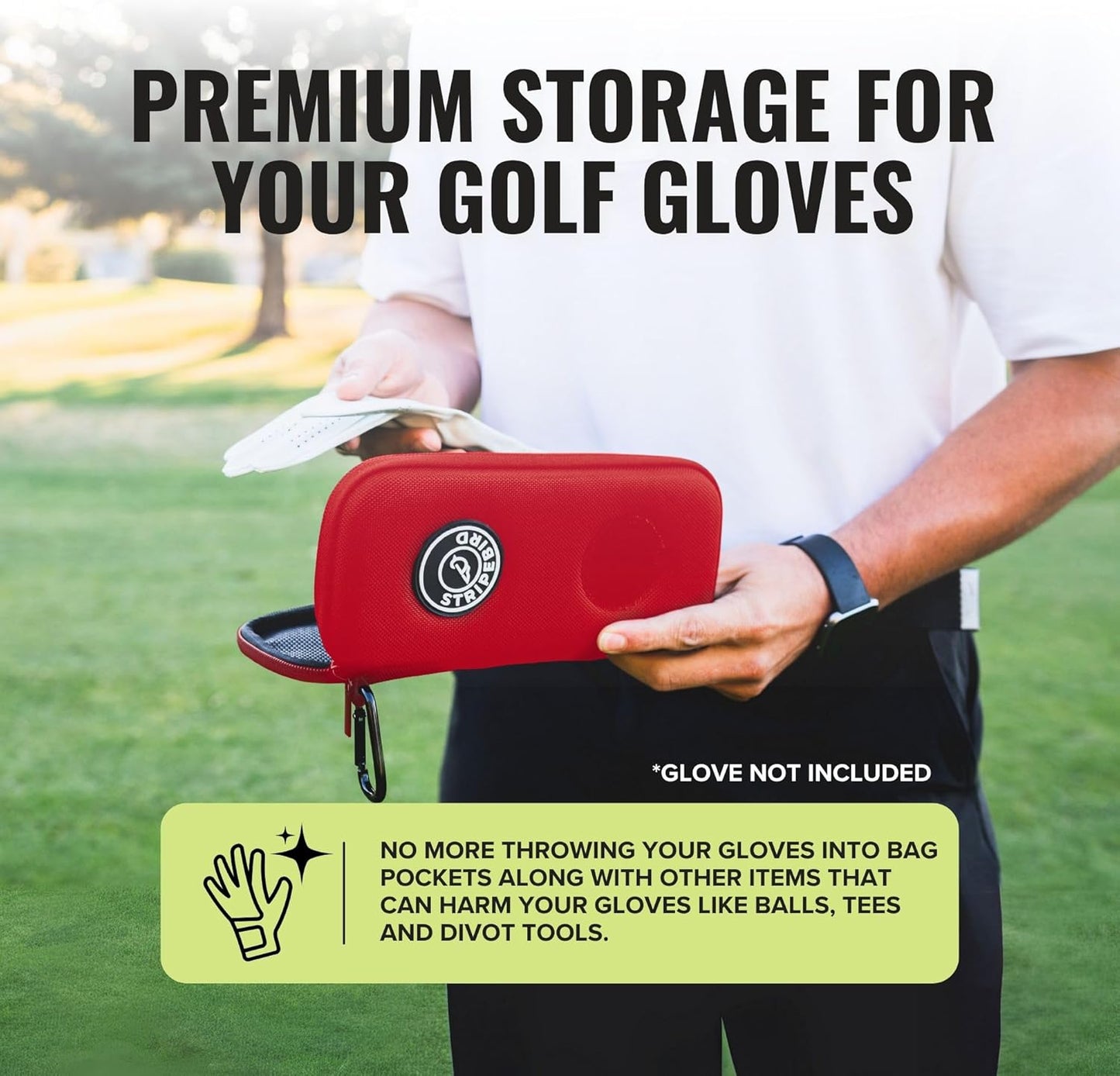 Stripebird - Original Performance Golf Glove Holder - Protect and Keep Gloves Dry - Moisture Free Storage Organizer Case