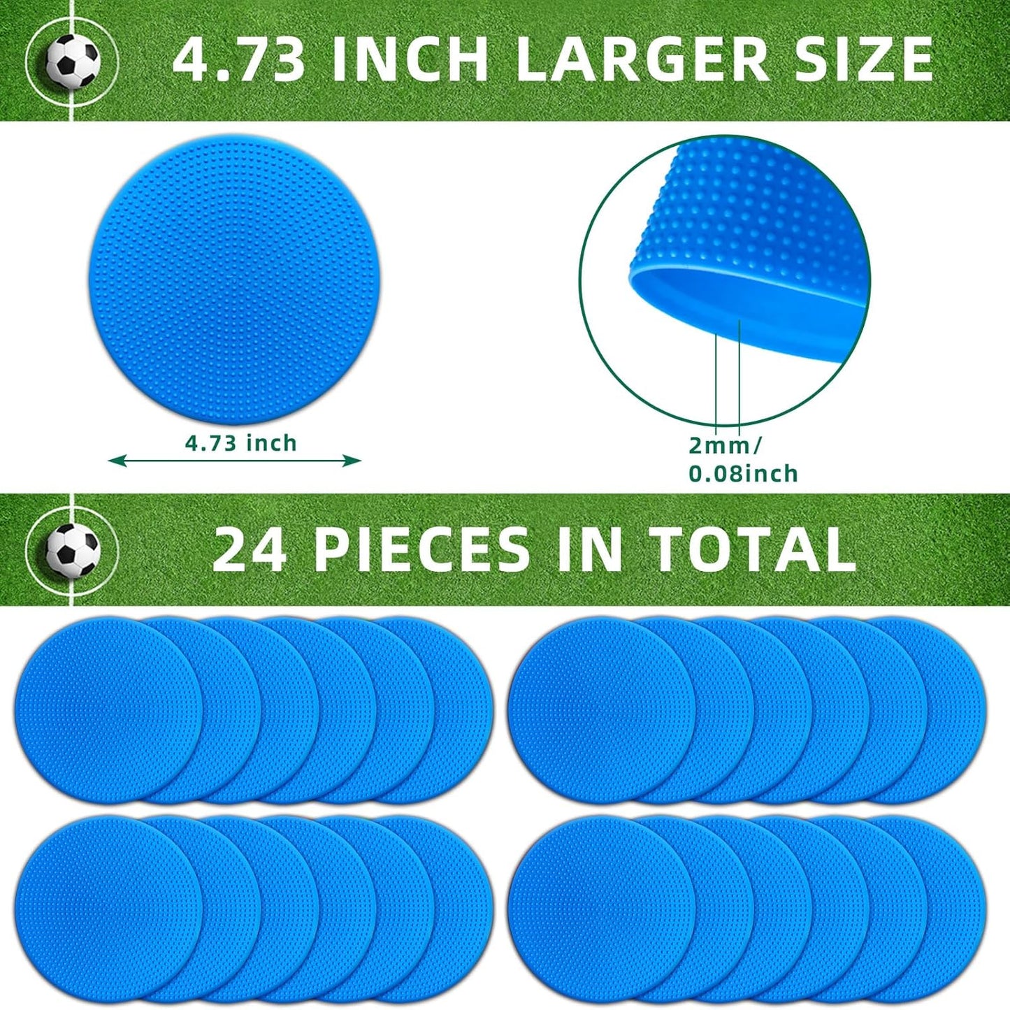 Poly Spot Markers 9 inch Non-Slip Rubber Agility Training Markers Floor Dots Flat Field Cones for Football, Soccer, Basketball, School Exercise Drills, Dance Practice