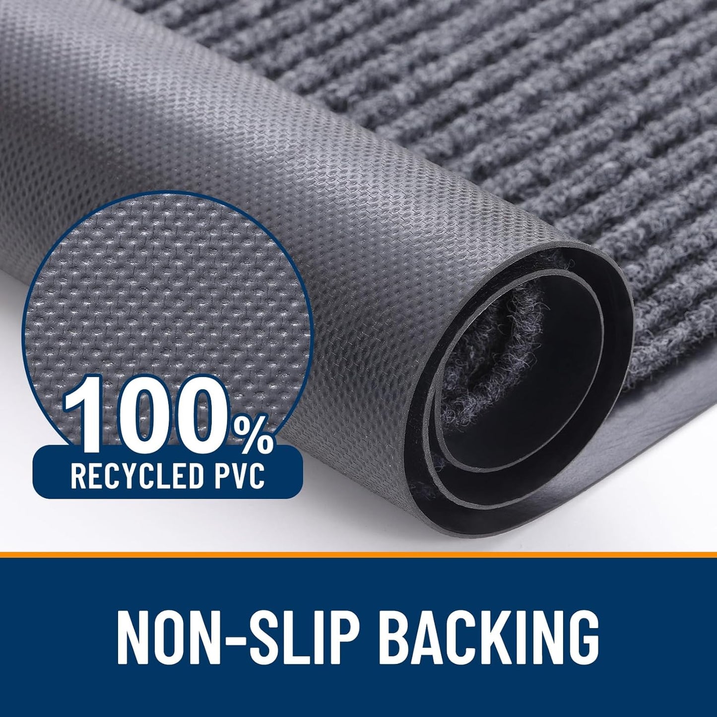 OLANLY Front Door Mat Indoor Outdoor Entrance, Waterproof Heavy Duty Doormat, Fade Resistant, Low Profile, Easy Clean Patio Porch Welcome Floor Mats for Entry, 59x23, Grey