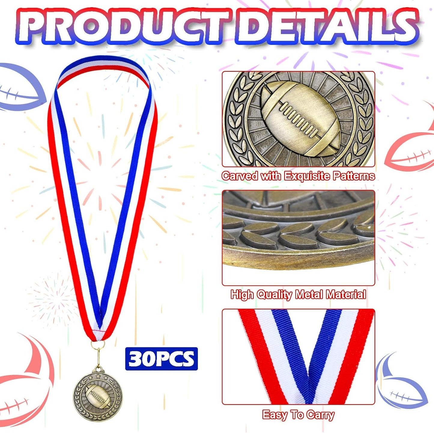 Remuuly 30 Pcs Gold Medals Bulk 2'' Basketball Soccer Baseball Volleyball Football Lacrosse Kickball Cheer Bowling Trophy Medals for Awards for Sports Participation Winner Gift