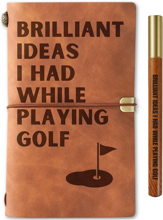 InnoBeta Golf Gifts for Men/Women, Funny Golf Gifts Leather Journal Notebook with Pen and Pen clip 7.87 x 4.7 Cover, 4 x 7.5 Pages (Inches) - Brilliant