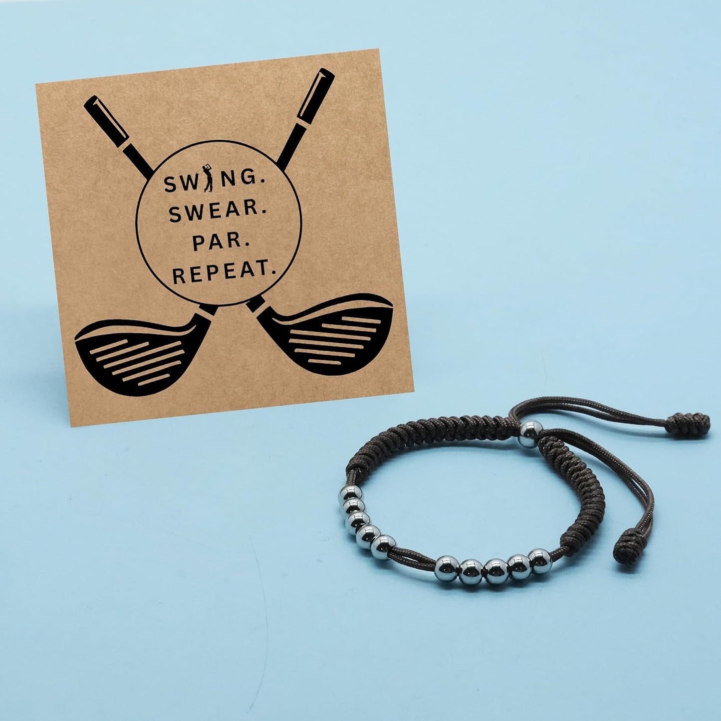 LAMIBEE Premium Golf Stainless Steel 10 Bead Score Counter Bracelet, Golf Stroke Count Bracelet, Resizable Easy Adjust Golf Round Scoring Tracker, Durable Stylish Golf Accessory