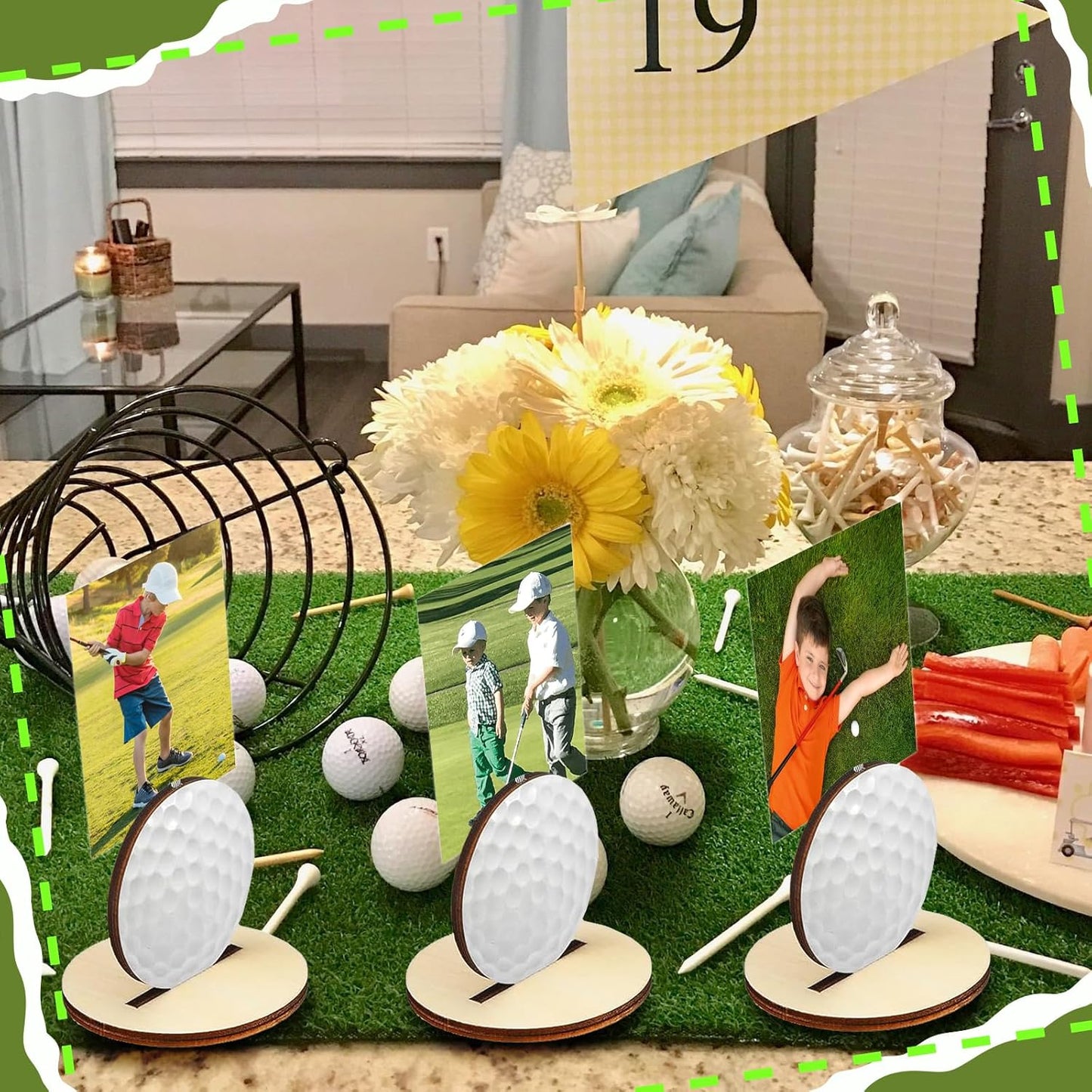 Golf Photo Stand Golf Party Decorations Table Number Card Place Holder Sticky Note Holder Golf Centerpieces for Table Hole in One Birthday Party Supplies