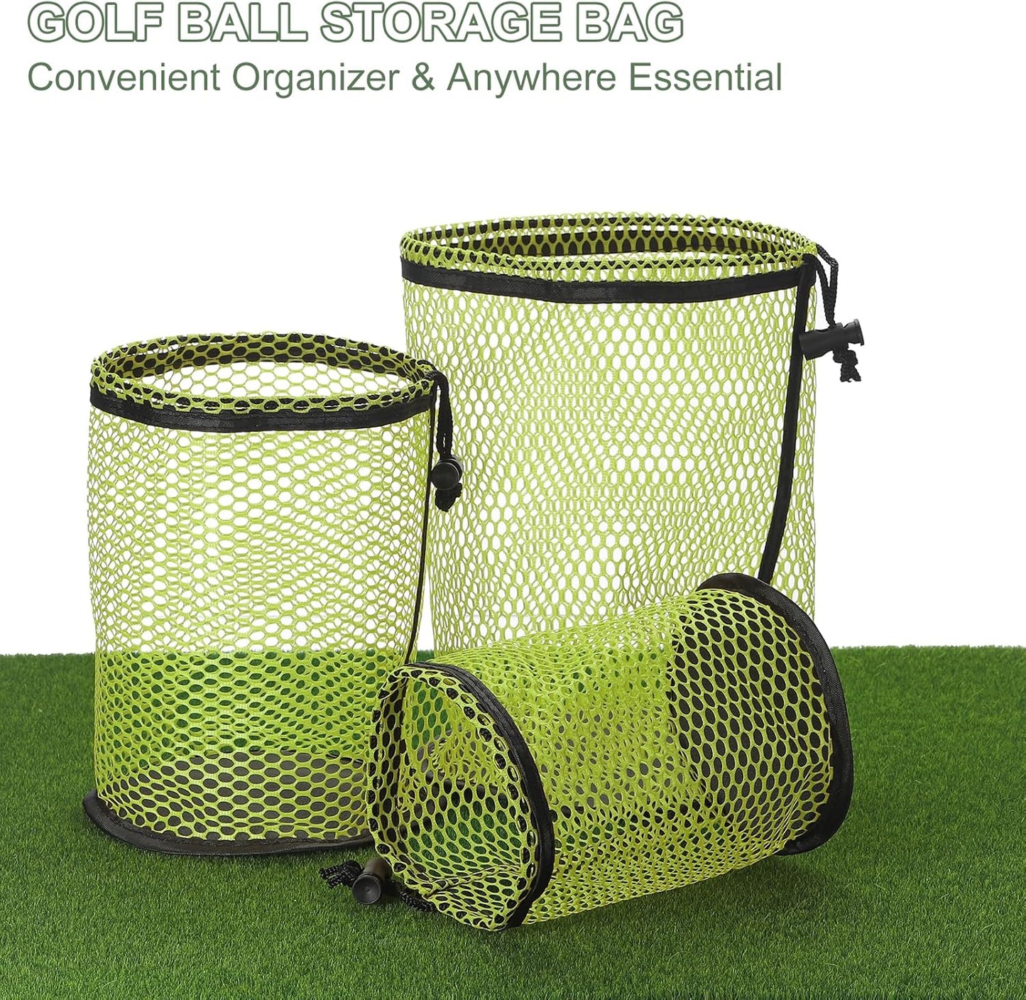 Golf Ball Storage Bag Nylon Mesh Golf Pouch with Adjustable Drawstring Closure for Balls Outdoor Sports Supplies