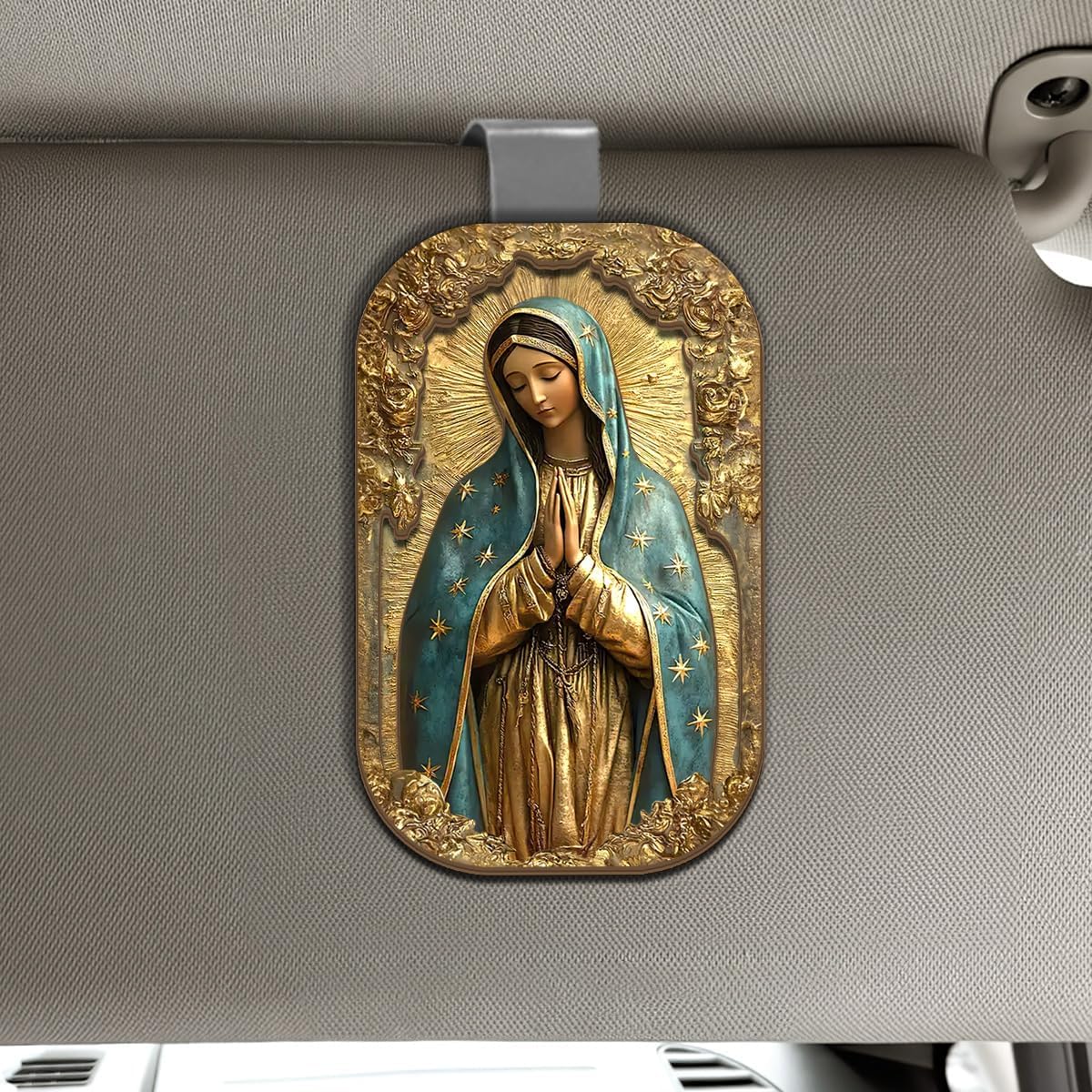 Jesuspirit Personalized Car Visor Clip – Guardian Angel Visor Clip, Our Lady of Guadalupe, Christian Car Accessories, New Driver & Religious Gifts (Vintage Style Virgin Mary)