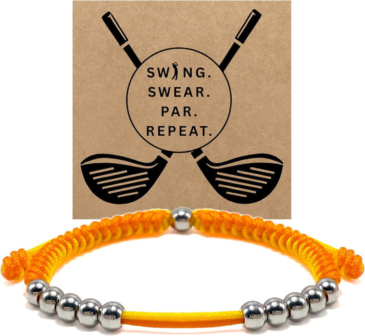 LAMIBEE Golf Stainless Steel 10 Bead Score Counter Bracelet, Golf Stroke Count Bracelet, Resizable Easy to Adjust Golf Round Scoring Tracker, Durable Stylish Golf Accessory