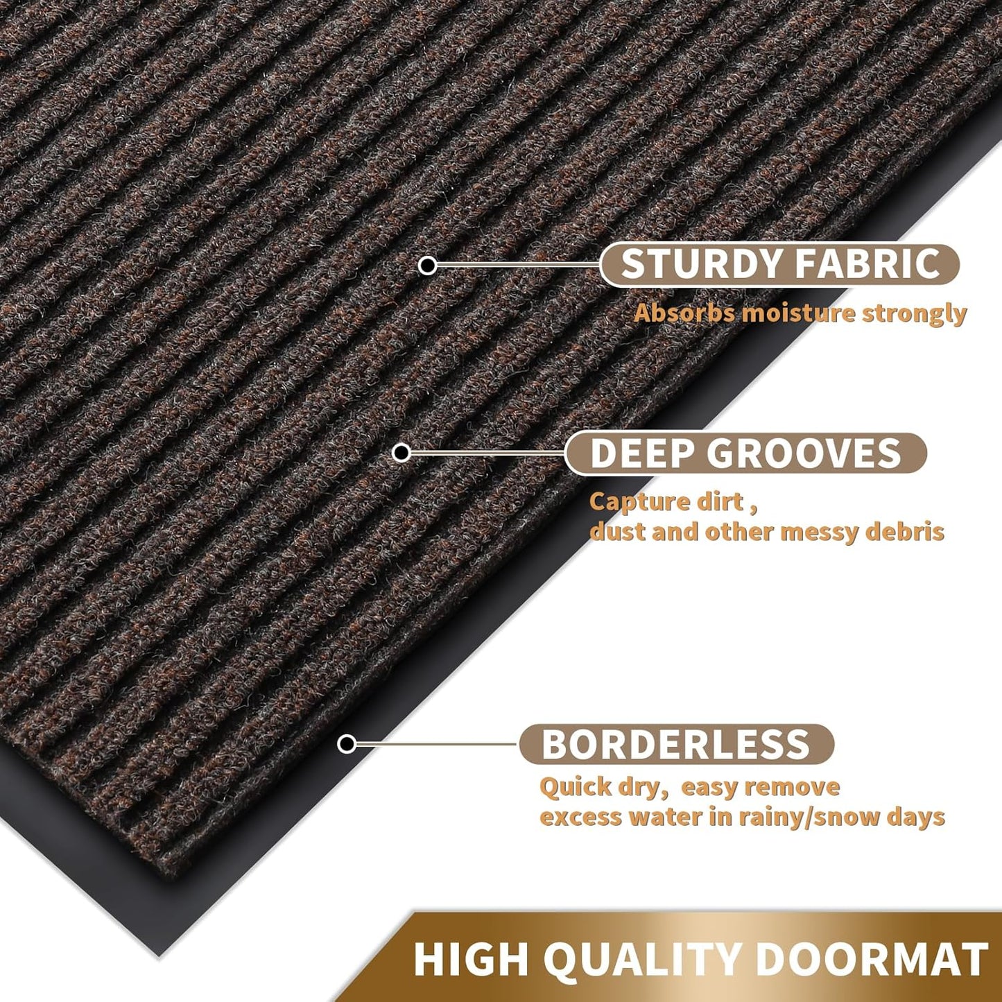 Yimobra Front Door Mat Outdoor Indoor Entrance, 100% Waterproof All-Season All Weather Doormat, Welcome Matt Outside Entry, Non Slip, Low Profile, Heavy Duty Patio Porch Floor Mats,47 x 24