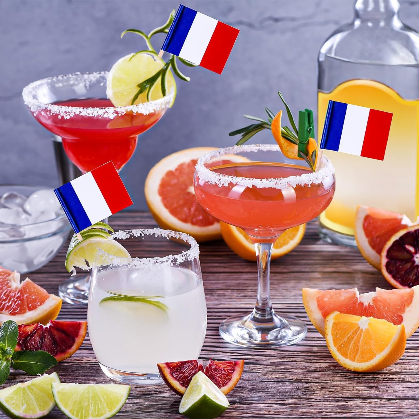Meanplan 1000 Pcs French Flag France Toothpick Flags, Cocktail Picks Small Mini Stick France Cupcake Toppers Country Picks Party Decoration Celebration Cocktail Food Appetizers Bar Cake Flags