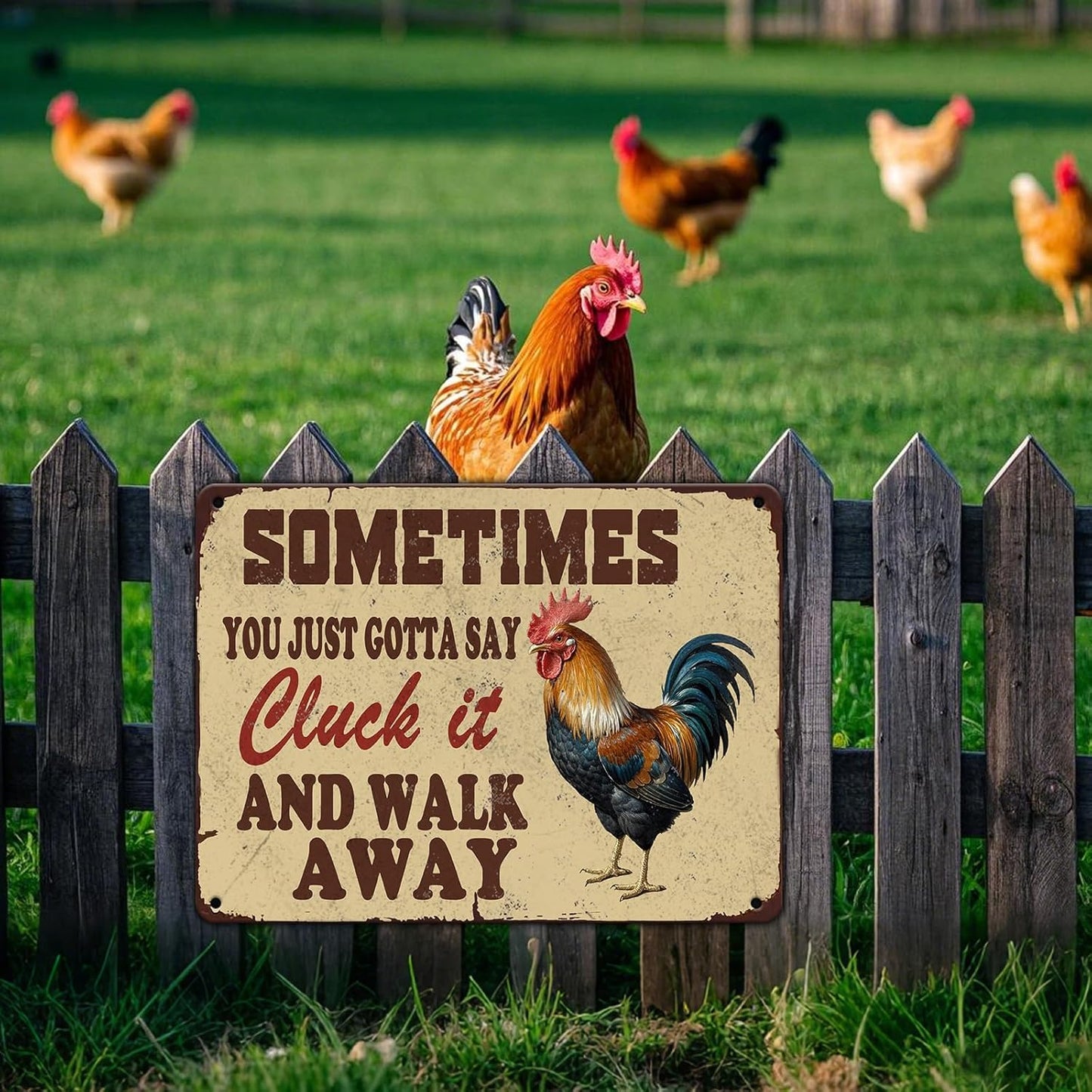 Chicken Farm Metal Tin Sign Chicken Cluck It Iron Sign Home Kitchen Wall Decor 12x16 Inch Funny Plaque