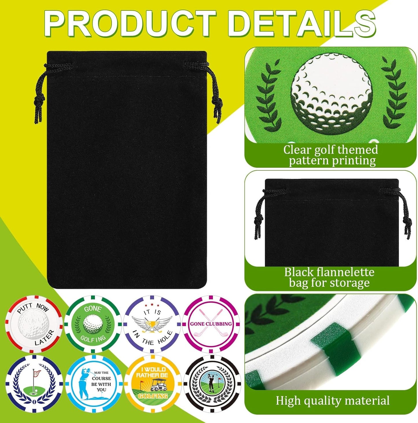 Sosation 24 Pcs Golf Ball Marker Funny Poker Chip Collection Poker Chip 1.57 Inches Ball Marker Set for Adult Accessories, 8 Styles