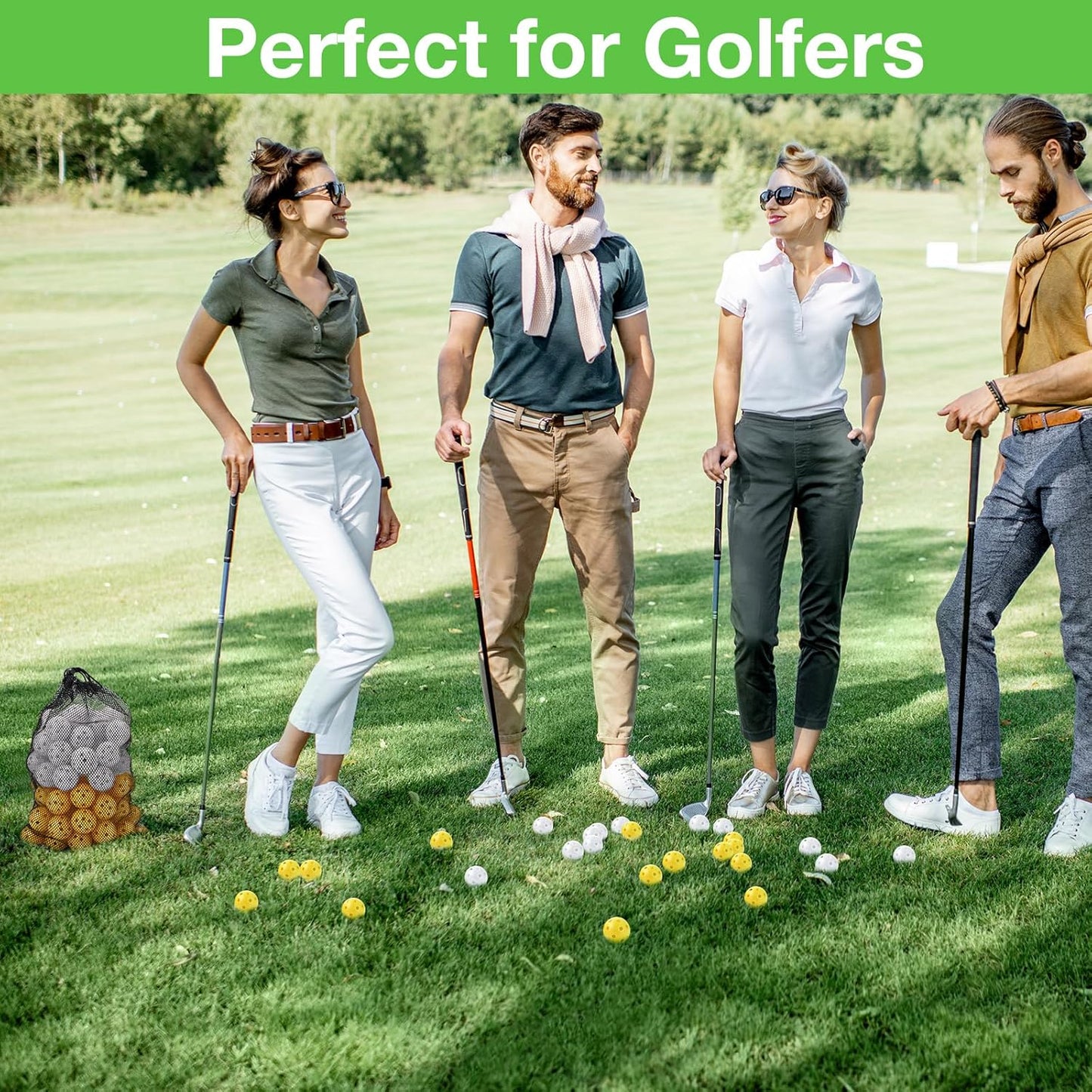 80 Pack Practice Golf Balls Limited Flight 42 mm Golf Training Airflow Hollow Plastic Ball for Women Men Indoor Outdoor Driving Range Swing Practice Home