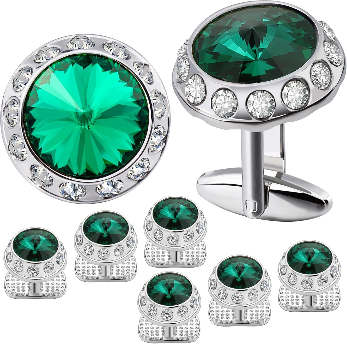 HAWSON Birthstone Tuxedo Studs and Cufflinks Set for Men's Suit Tuxedo Formal Dress Shirt Wedding Business Party Accessories