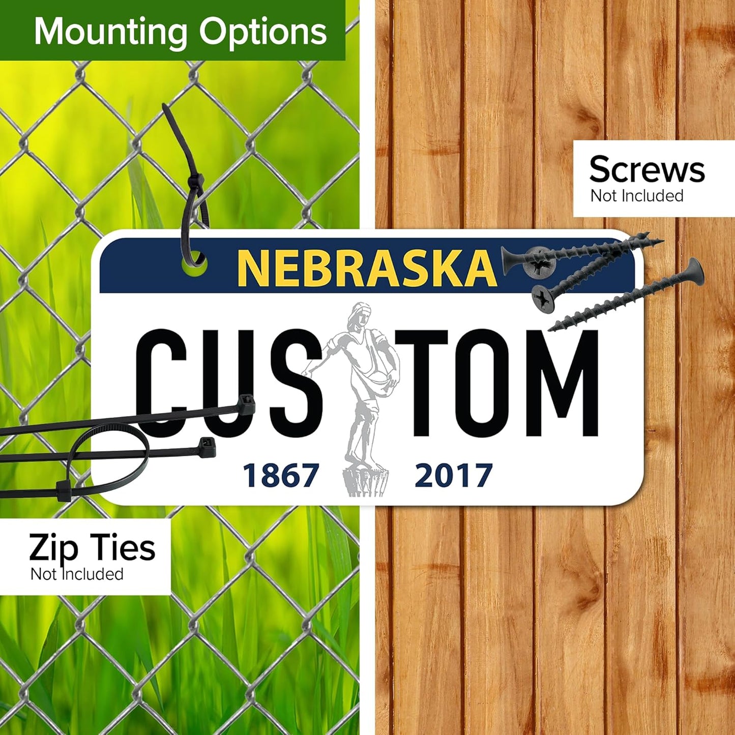 Mini License Plates, Personalized License Plates, Custom for Car, Bikes, ATV, Kids Car, Golf Cart, Jeep, 2x4 Inch, Rust-Free Fade Resistant Aluminum, USA Made by My Sign Center (Nebraska)