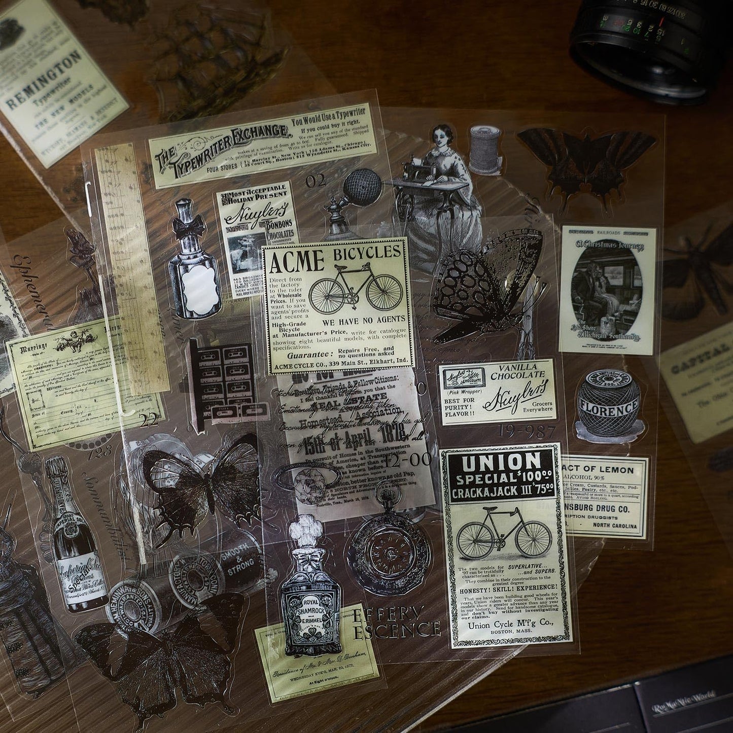 Vintage PET Sticker Book, 80 Pages Fantasy Ephemera for Scrapbooking, Journaling, Crafting, DIY Projects, and Art Supplies