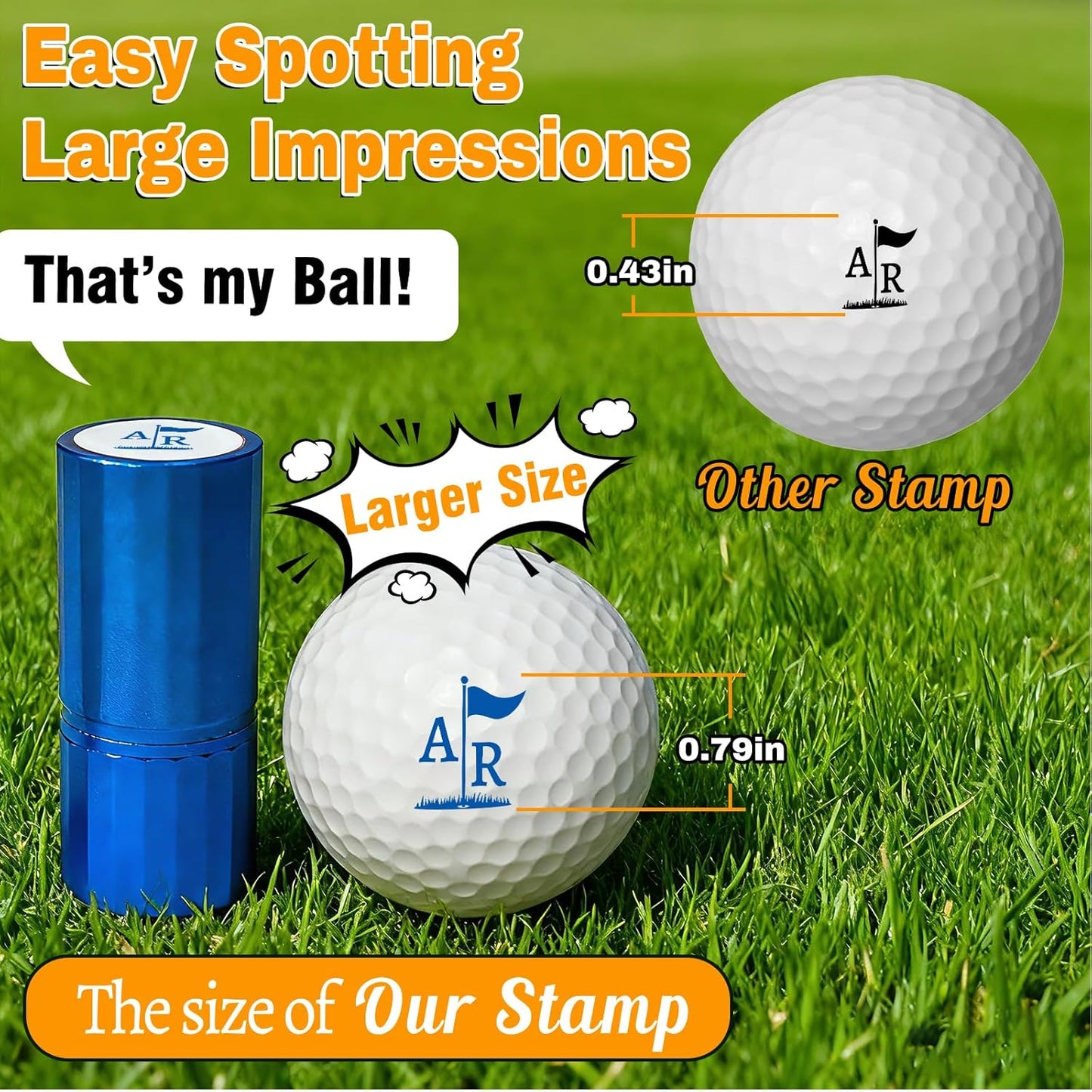 Lihome Golf Ball Stamp Personalized - Durable Waterproof Reusable Ink Stamper, Custom Golf Gift for Men, Dad, Retirement, Father's Day, Birthday & Christmas