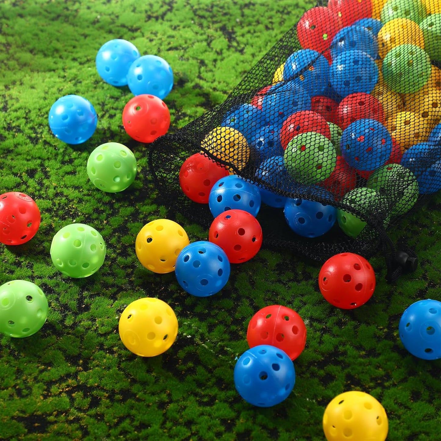 80 Pack Practice Golf Balls Limited Flight 42 mm Golf Training Airflow Hollow Plastic Ball for Women Men Indoor Outdoor Driving Range Swing Practice Home