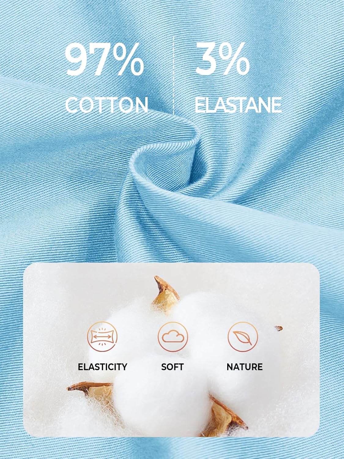 NORTHYARD Mens Casual Shorts-Cotton 9" Golf Hiking Drawstring Elastic Waist Work Shorts with Zipper Pockets