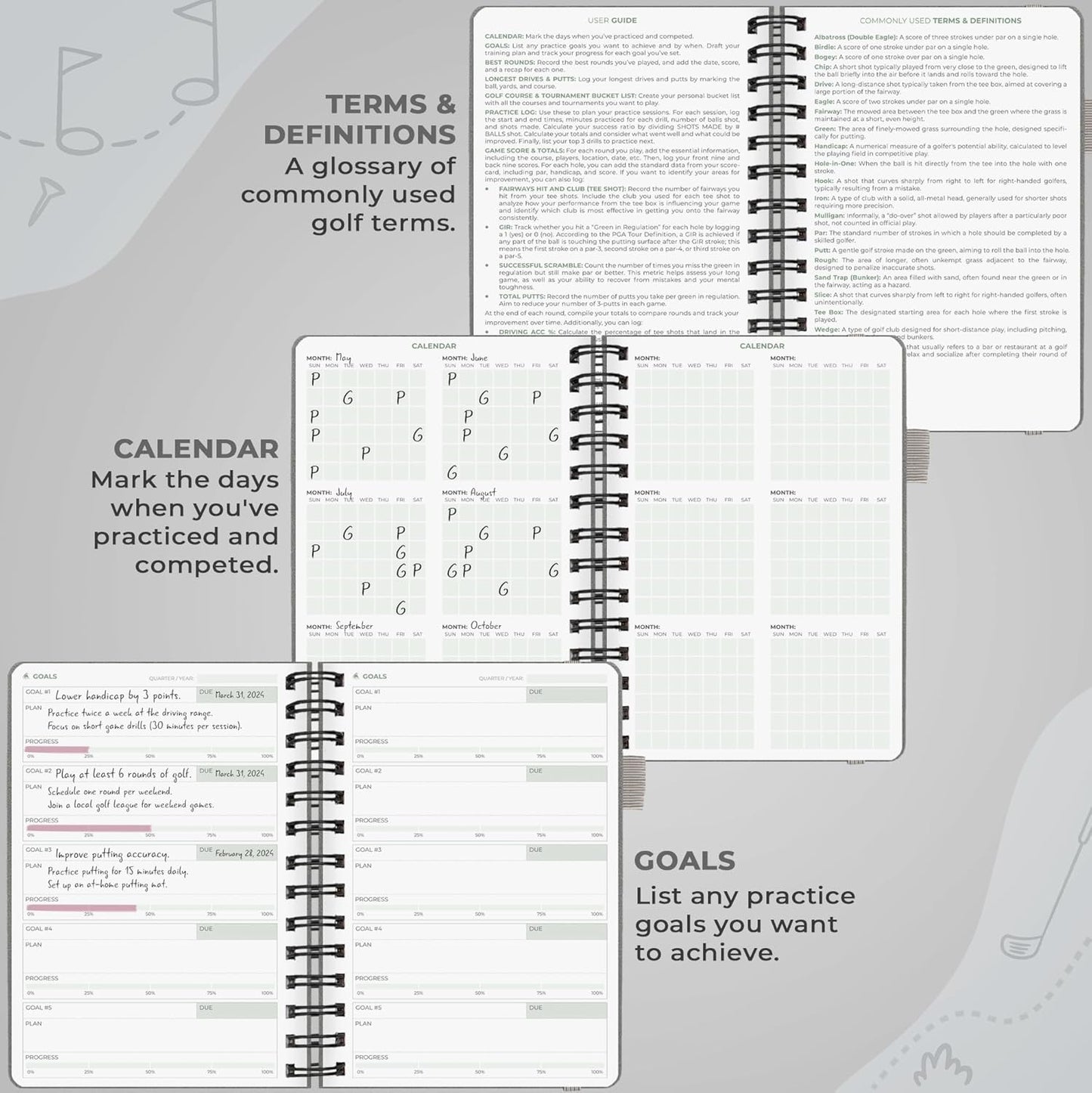 Clever Fox Golf Log Book – Small Training & Scorecard Journal – Pocket Notebook – Golf Practice Accessories & Gifts Ideas for Men (Gray)