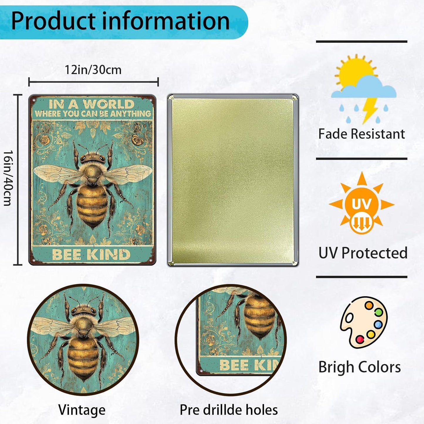 Vintage Metal Signs In A World Where You Can Be Anything Bee Kind Retro Iron Sign For Home Office Kitchen Bar Cafe Garden Farmhouse Wall Decor 12x16 Inch