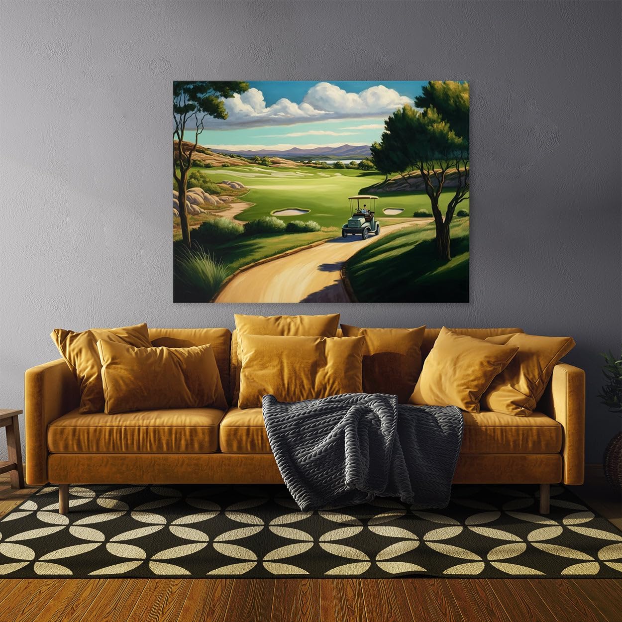 Sense Canvas Golf Cart Fairway Landscape 25 Canvas Art - Home Decor Wall Art Print Poster Painting Medium 24x18 / 0.75"