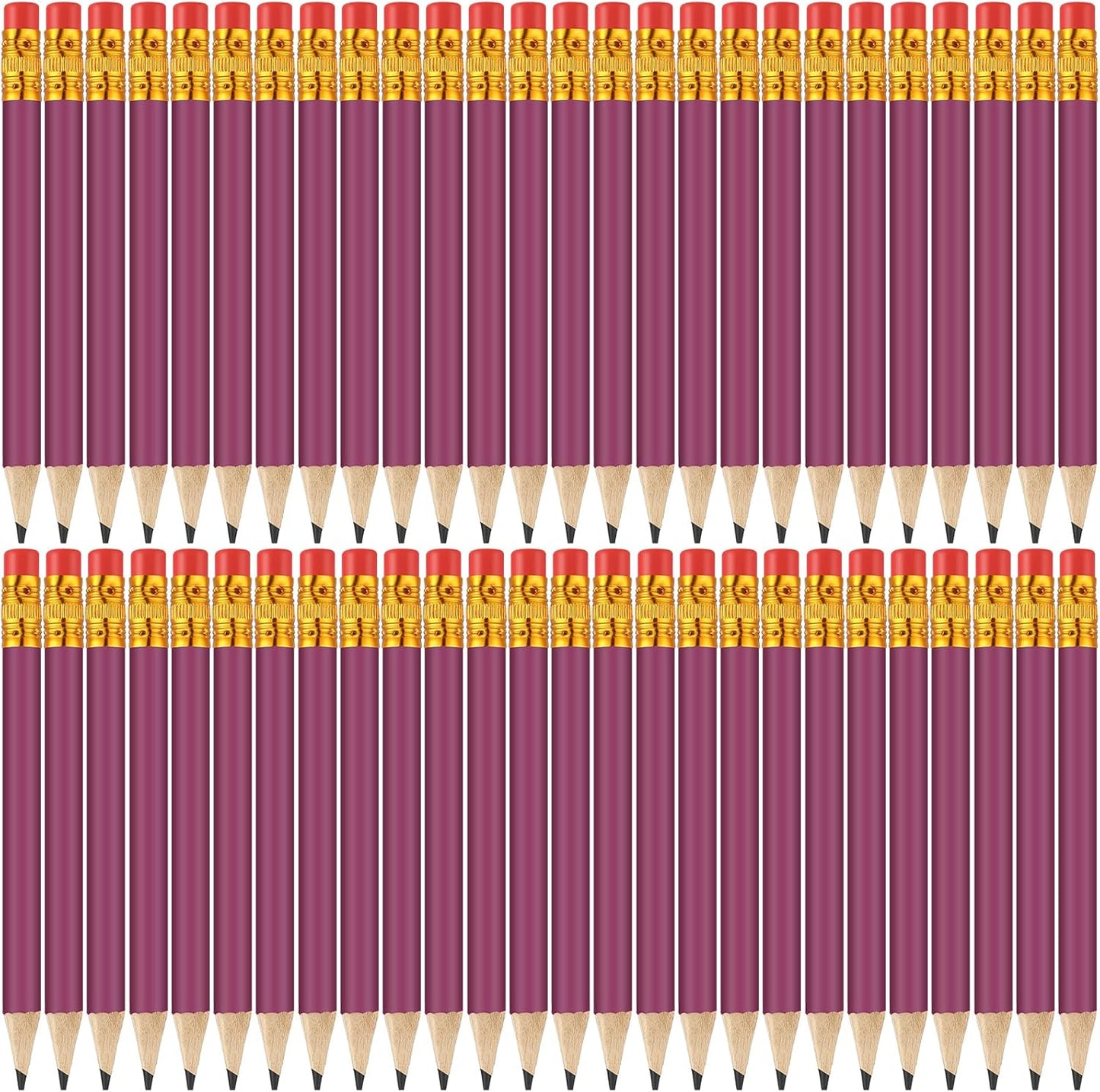 50 Pcs 4 Inch Mini Golf Pencils with Erasers Bulk Pack of Wooden Pencils for Parties Weddings School and Offices (Purple)