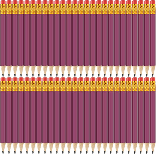 50 Pcs 4 Inch Mini Golf Pencils with Erasers Bulk Pack of Wooden Pencils for Parties Weddings School and Offices (Purple)