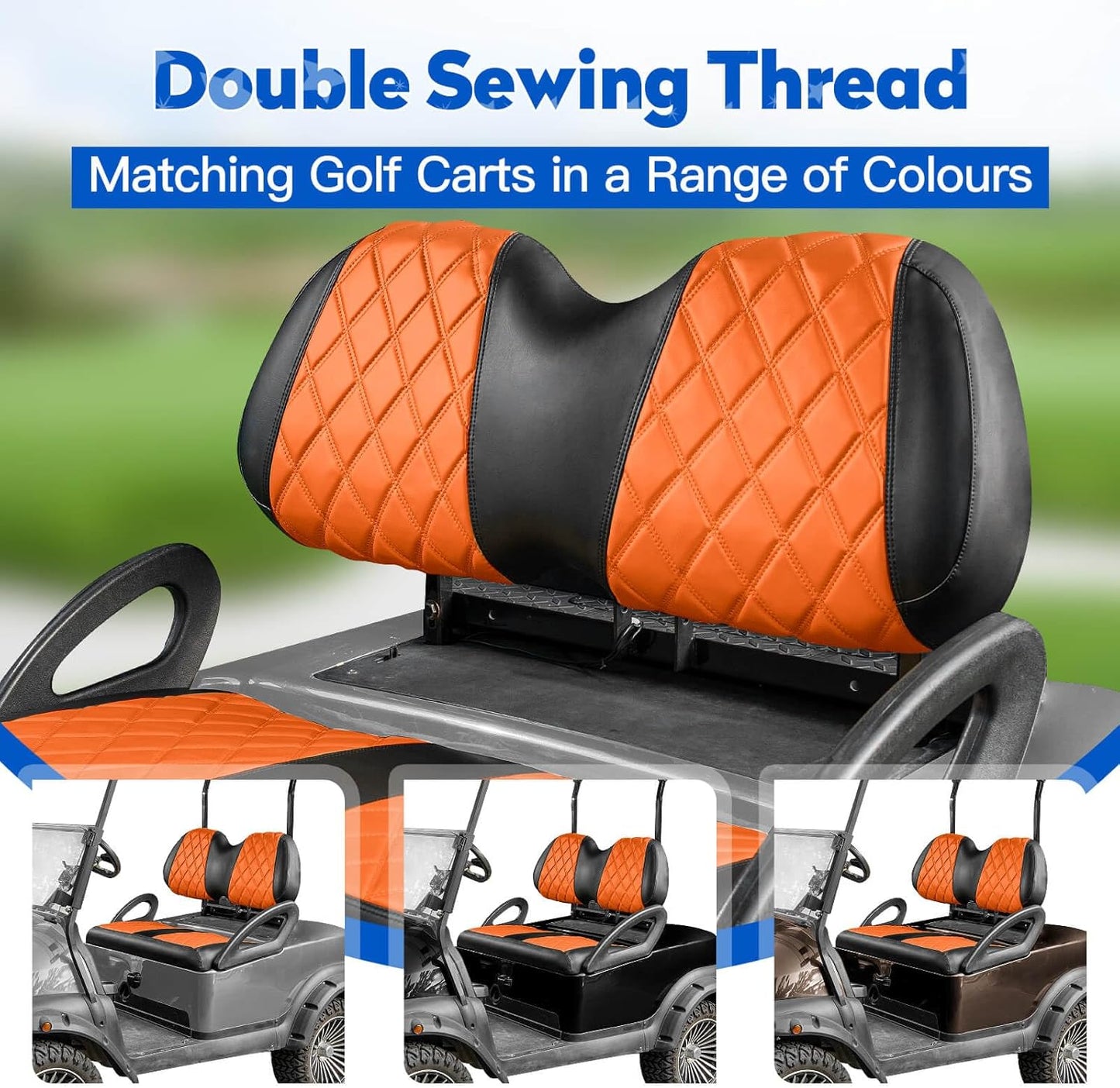 NOKINS Golf Cart Diamond Seat Covers Kit, Fit for Club Car Precedent OEM Standard Front Seat Cushion, Golf Cart Vinyl Seat Cover, No Nails Required