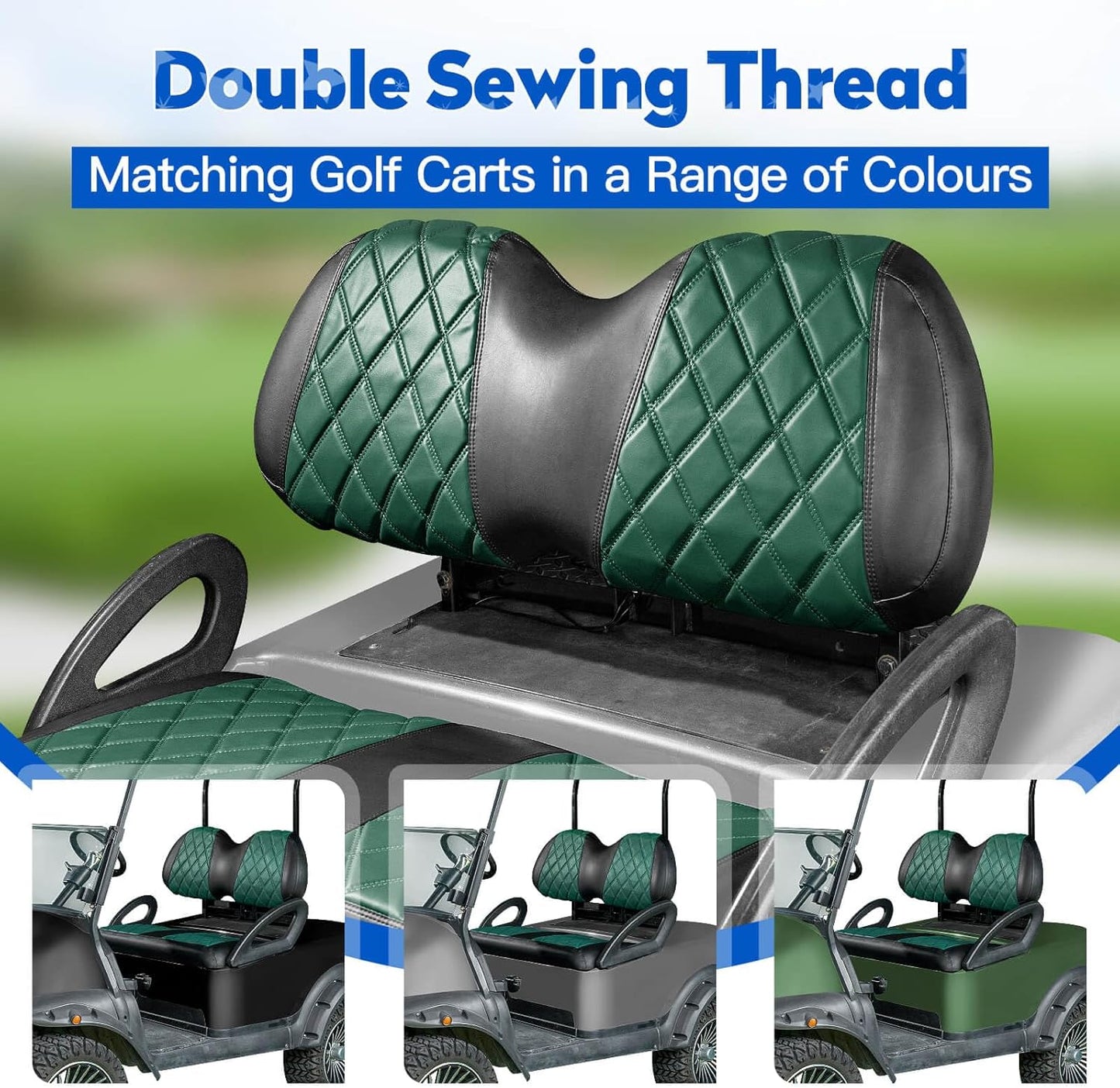 NOKINS Golf Cart Diamond Seat Covers Kit, Fit for Club Car Precedent OEM Standard Front Seat Cushion, Golf Cart Vinyl Seat Cover, No Nails Required