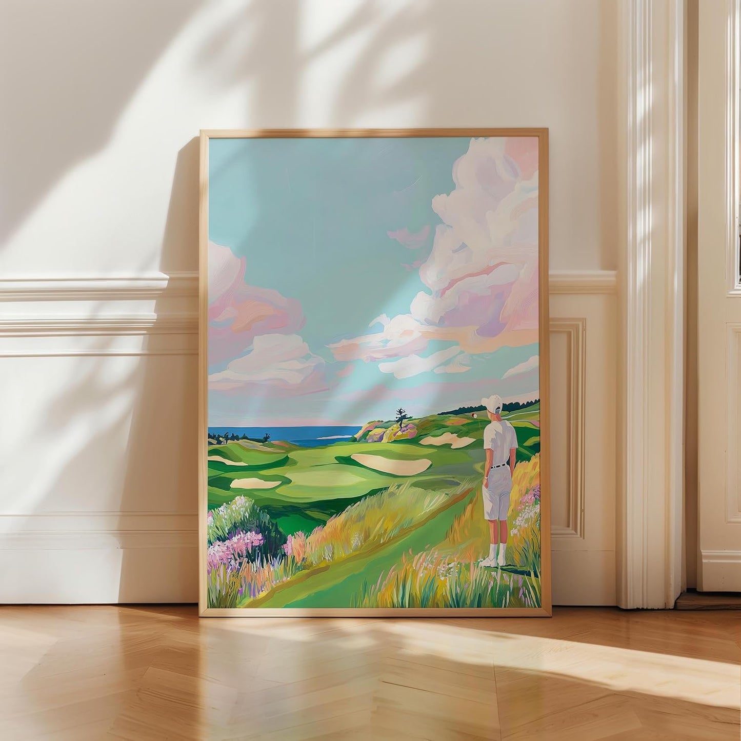 Golf Course Floral Pastel Art Print Posters - Premium Giclee Fine Art Prints - Golf Course Home Decor Posters, Golfer Art Prints for Home and Office Decor - Vintage Aesthetic, Ready to Frame