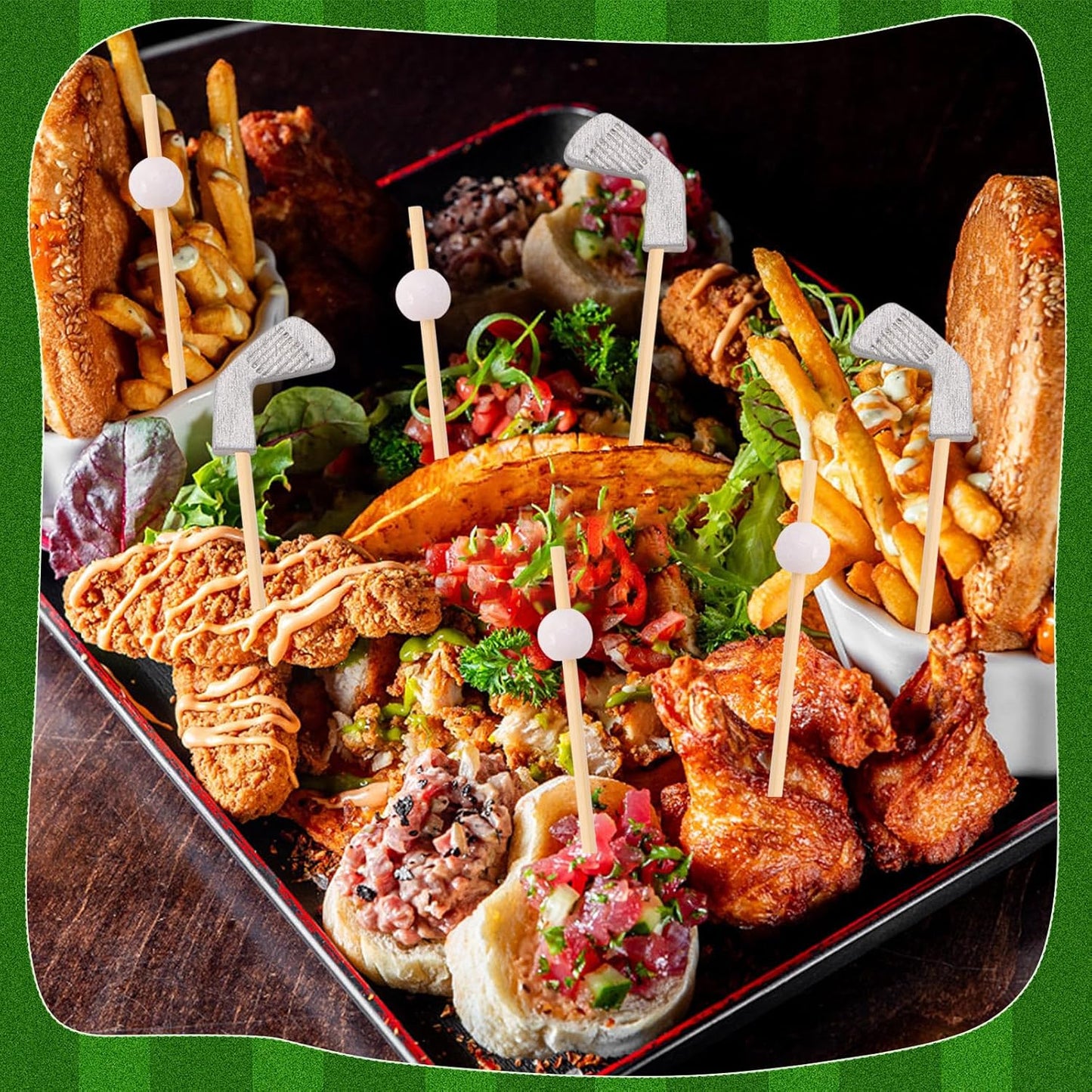 200Pcs Golf Toothpicks Golf Club Cocktail Picks Golf Party Decorations for Appetizers Bamboo Cocktail Sticks Skewers for Drinks Fruits Desserts Charcuterie Sandwich