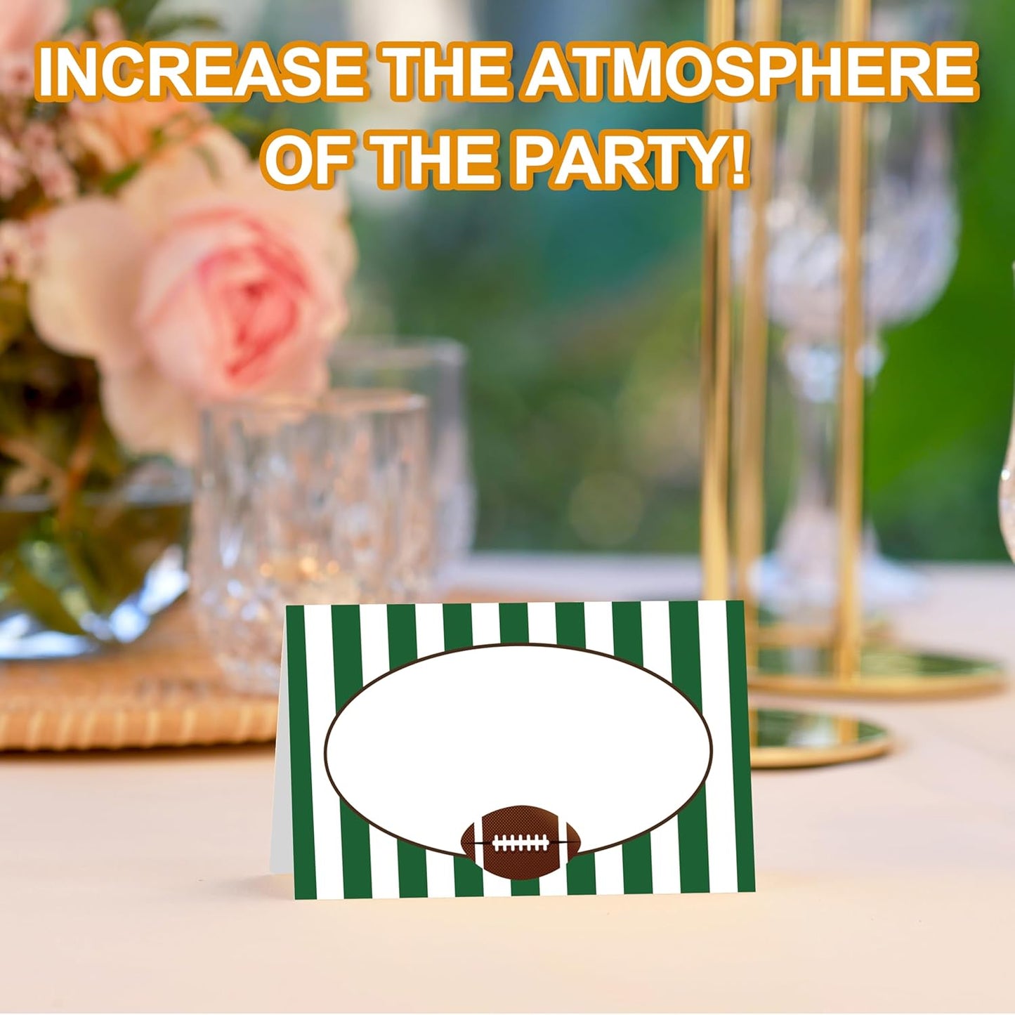 Football Place Cards, Football Table Place Cards For Table Setting, Sports Themed Name Cards For Birthday Party Baby Shower Sprts Party, 25 Cards Included -05