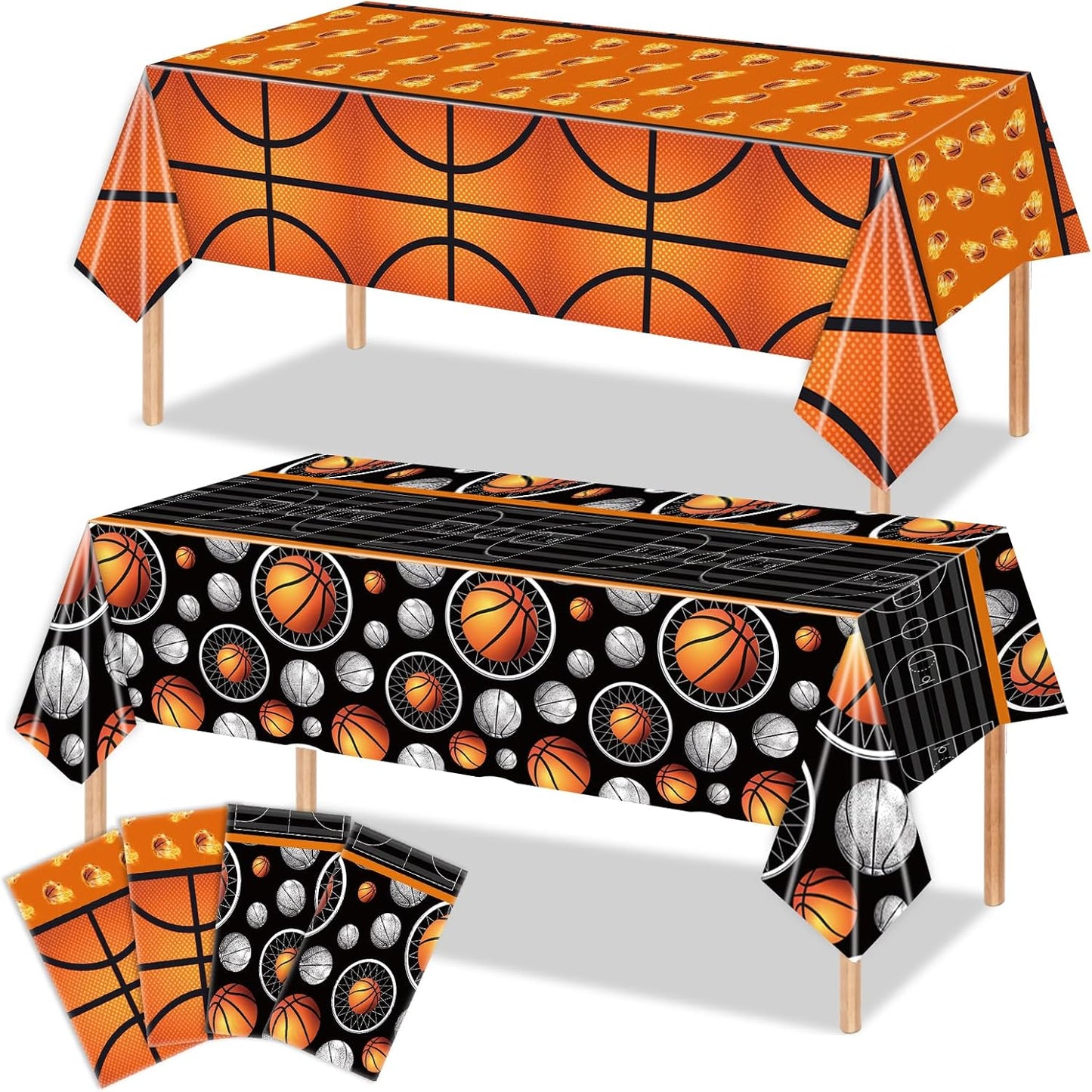 4 Pcs Basketball Plastic Tablecloth 54 x 108 Inch Basketball Party Disposable Table Cover Sport Pattern Party Supplies Plastic Sport Theme Table Cover Rectangle Grass Decoration
